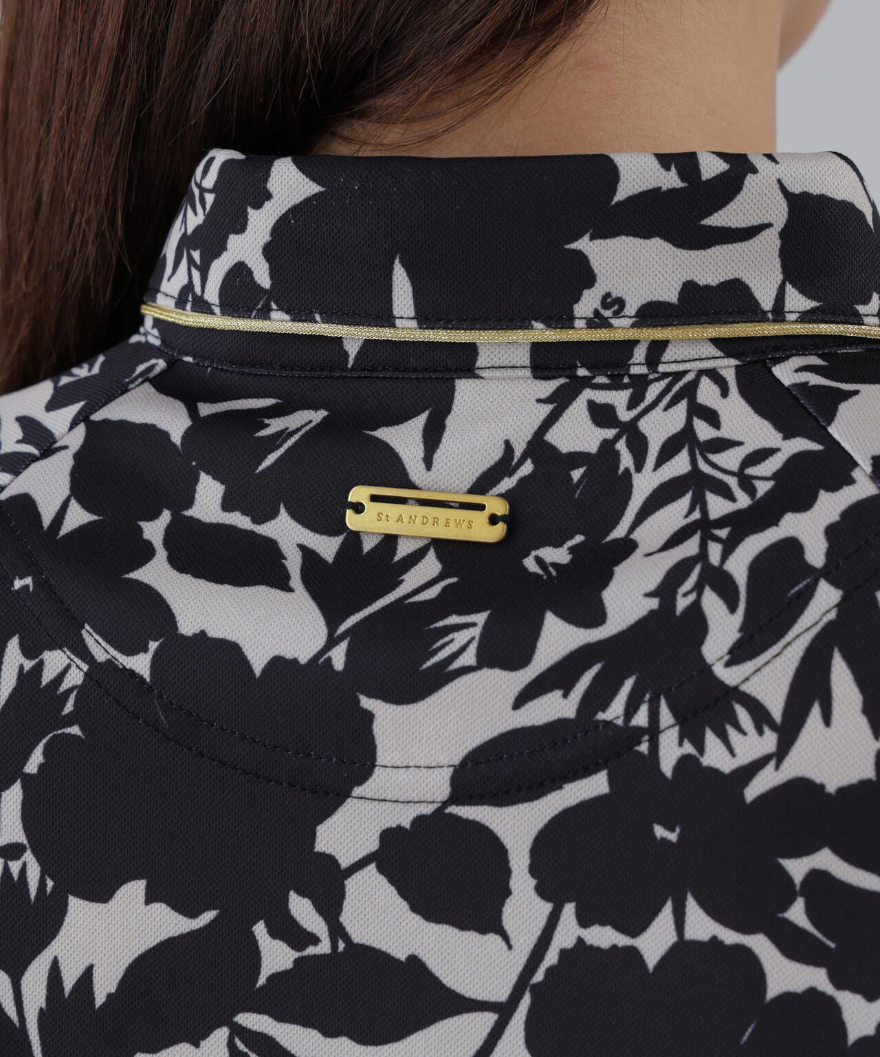 【吸水速乾】COOLMAXシャドーボタニカルプリント半袖ポロシャツ (WOMENS)
