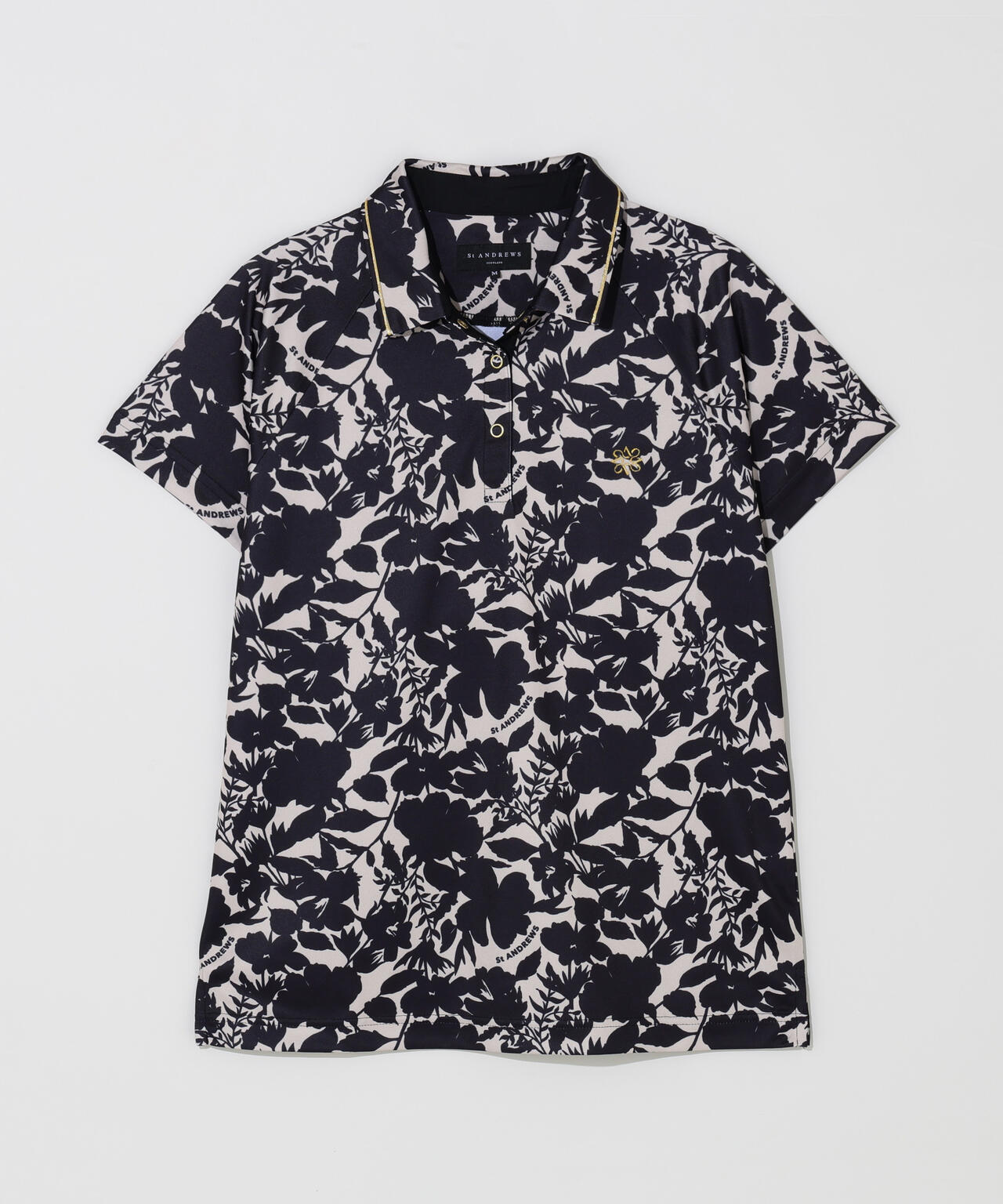 【吸水速乾】COOLMAXシャドーボタニカルプリント半袖ポロシャツ (WOMENS)