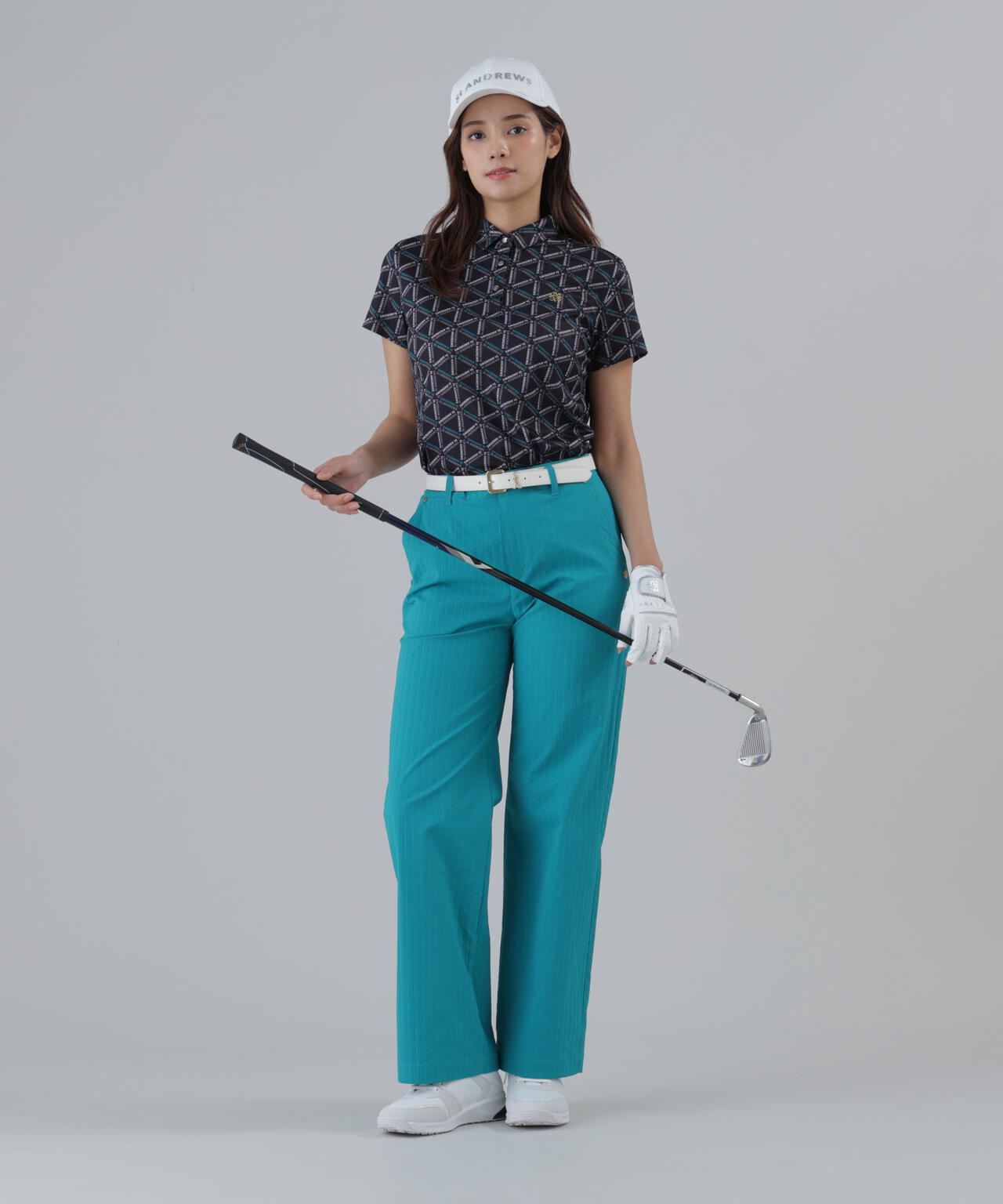 【吸水速乾】COOLMAXライアングルロゴプリント半袖シャツ (WOMENS)