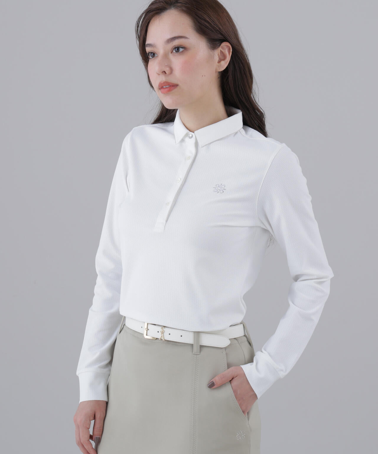 【吸水速乾】【UVカット】SPX裏使いジャガード長袖シャツ (WOMENS)