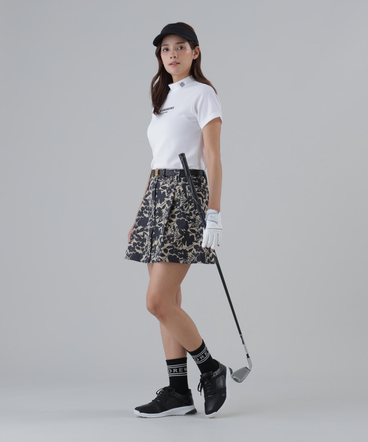 【吸水速乾】ポップコーンジャージUV半袖ハイネックカットソーシャツ (WOMENS)