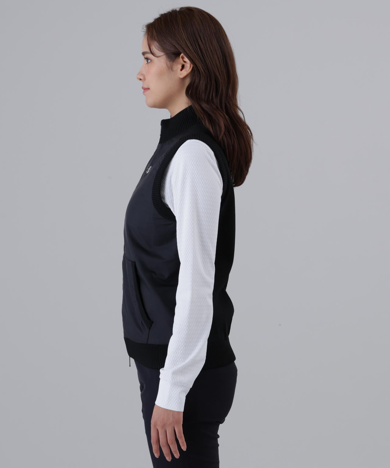 【防風】タフタ×ニットジップアップベスト (WOMENS)