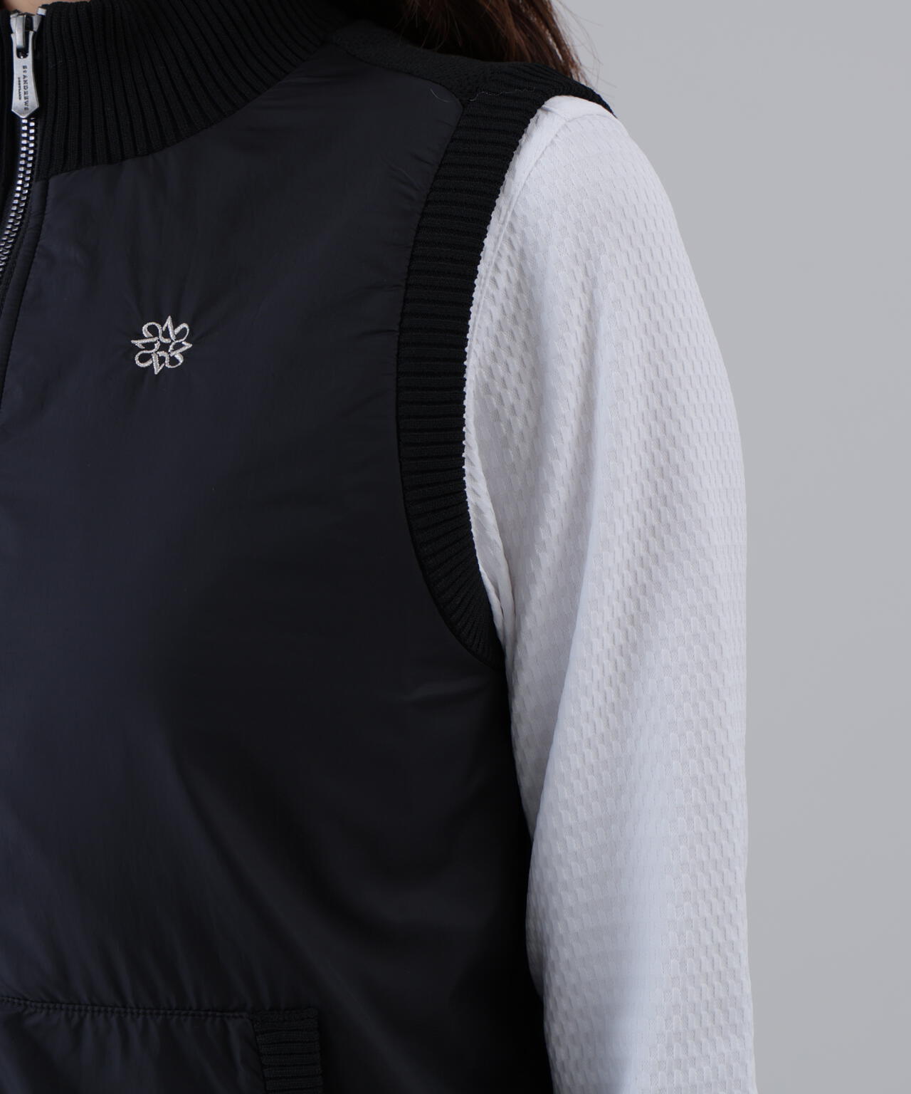 【防風】タフタ×ニットジップアップベスト (WOMENS)