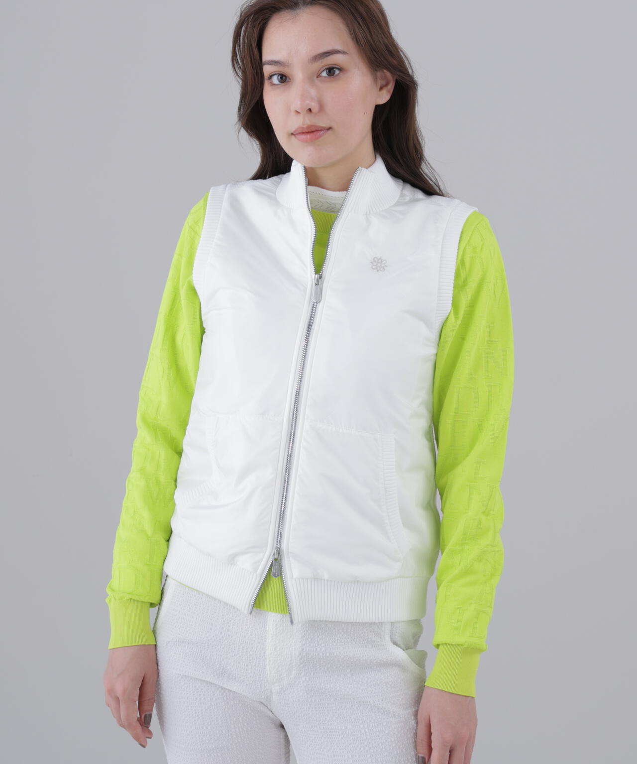 【防風】タフタ×ニットジップアップベスト (WOMENS)