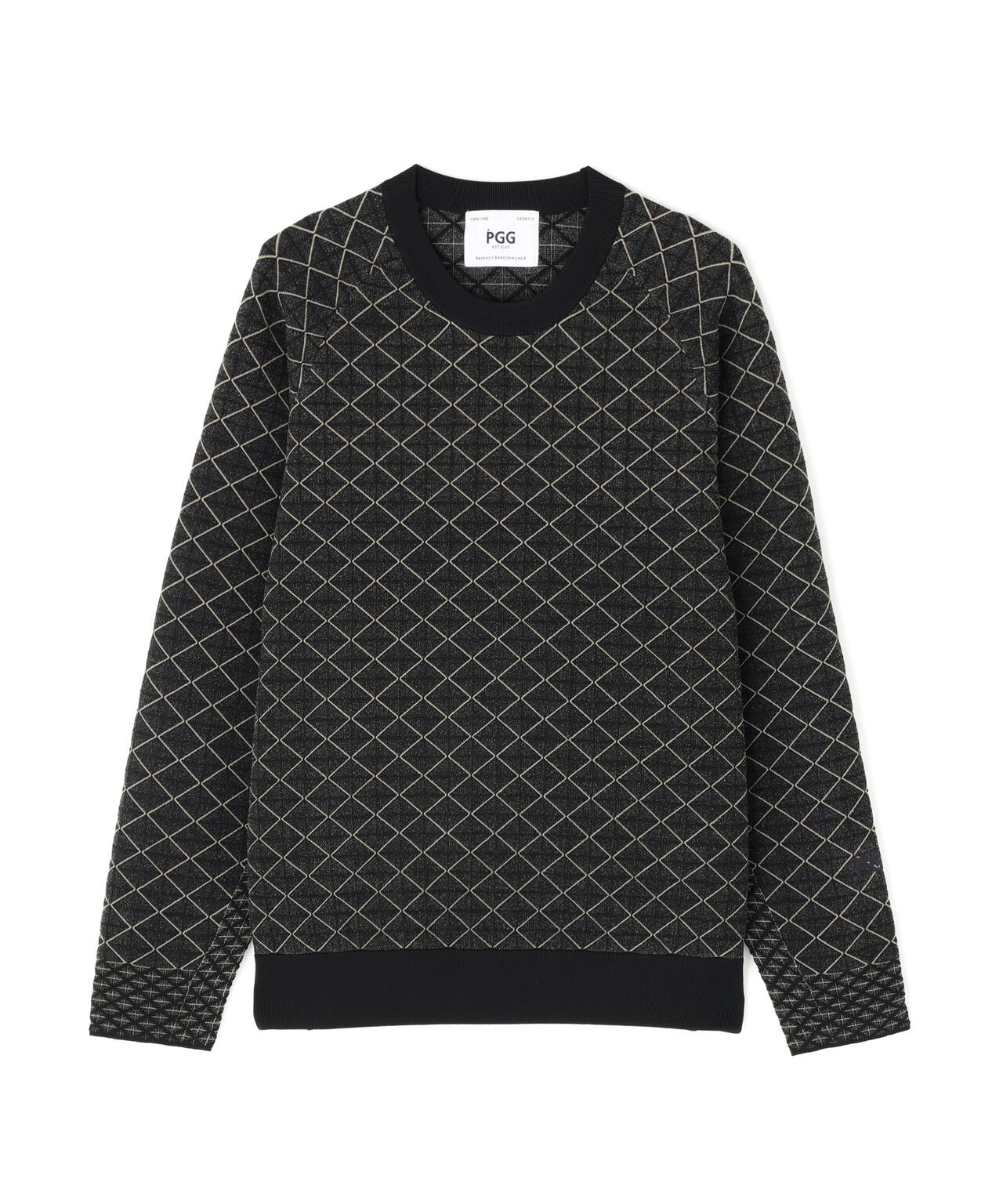 【PGG】【直営店舗&公式オンライン限定】地柄ポリエステルヤーンmm クルーネックニットプルオーバー (MENS)
