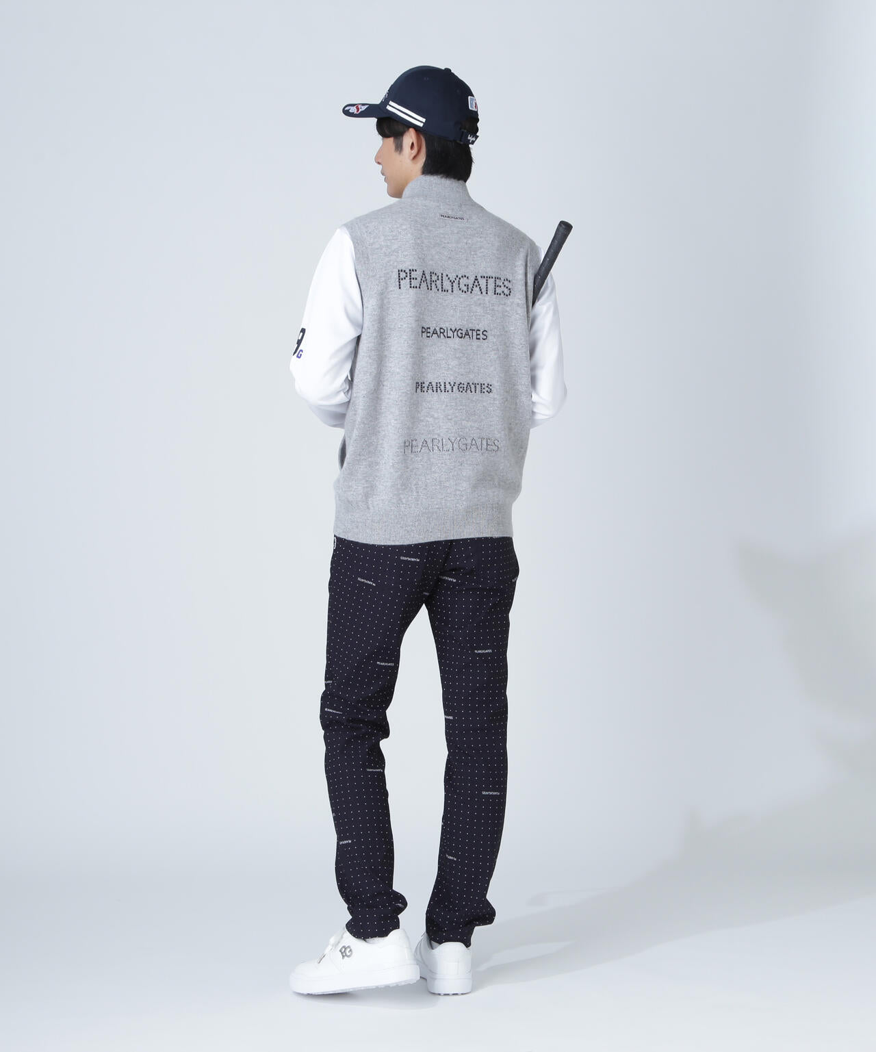 12G部分ジャガード カシミヤ100 フルジップアップニットベスト