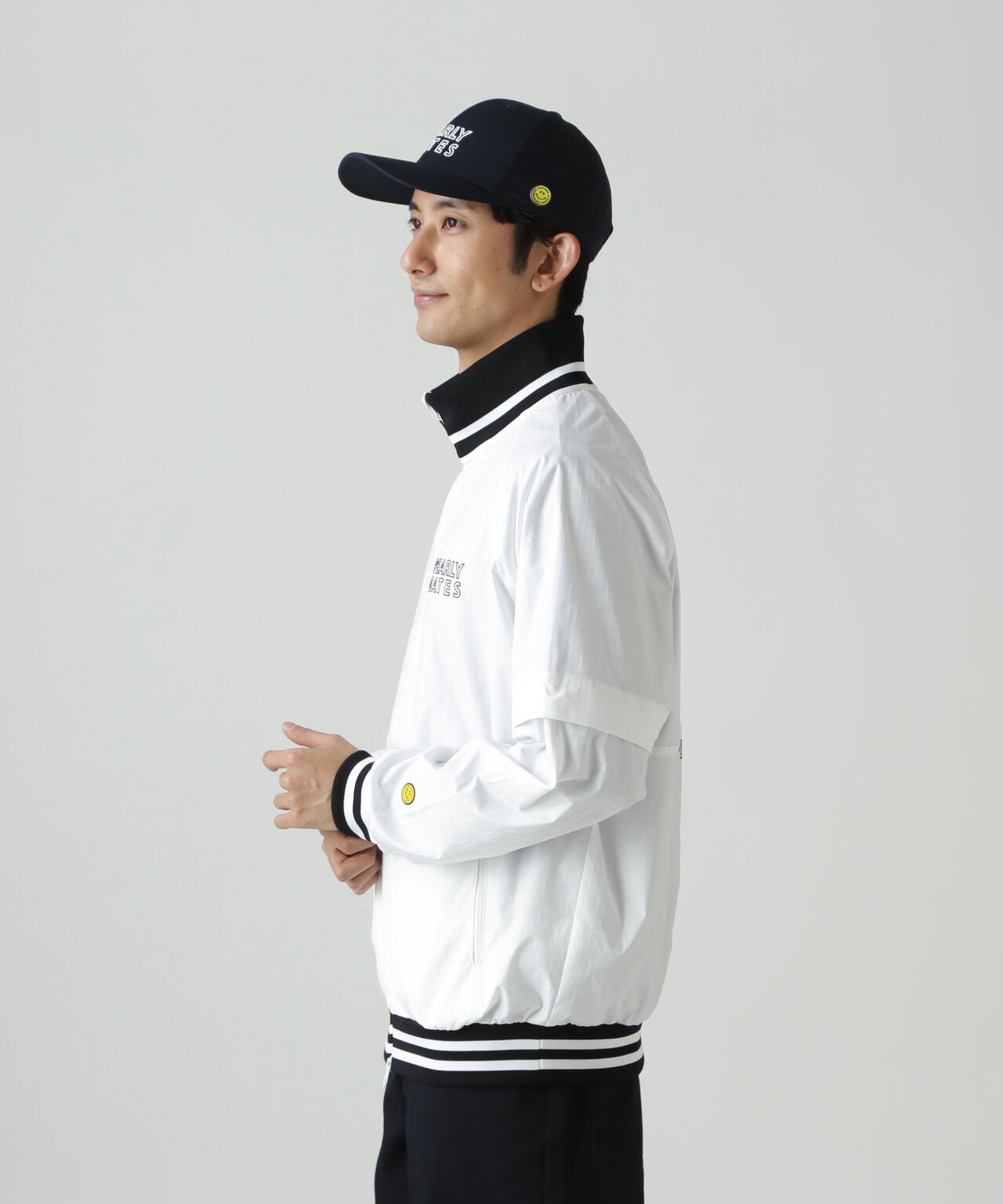 【PG is PG】 ロゴジャガードポリエステルタフタジップアップブルゾン