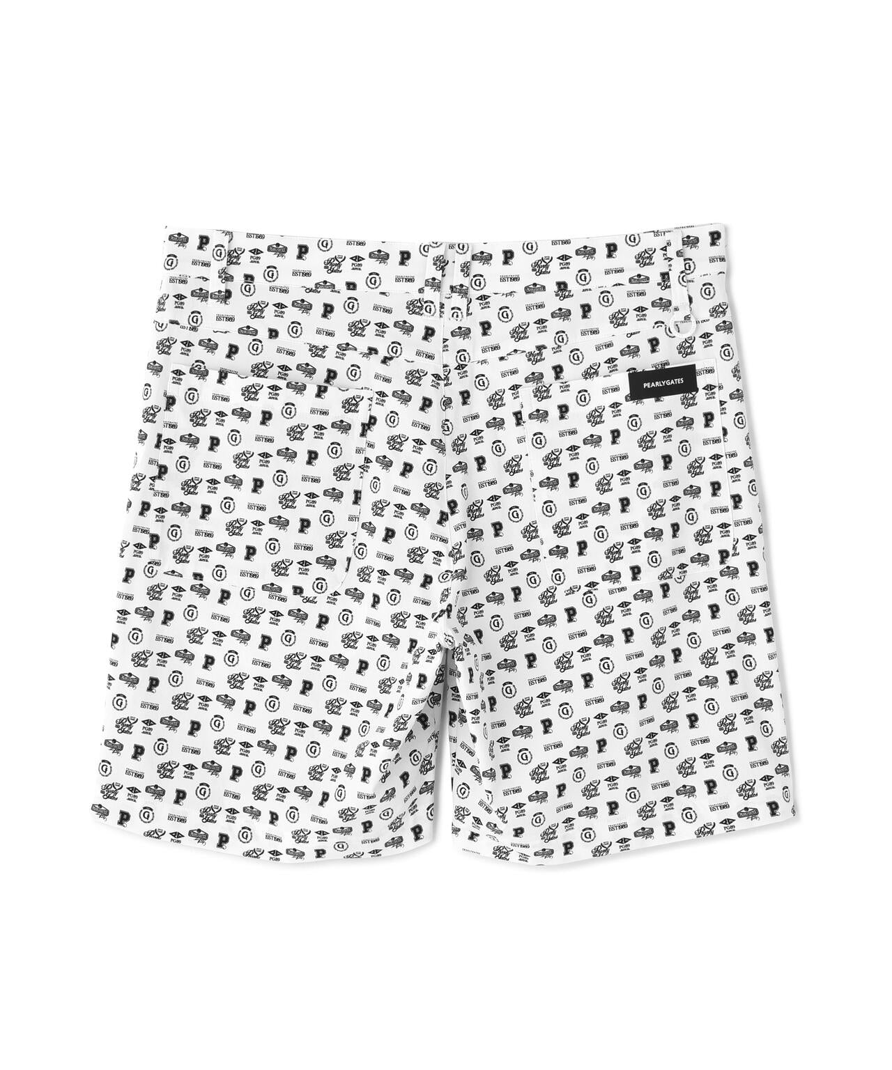 ナイロンストレッチショートパンツ ＜カレッジロゴ総柄＞
