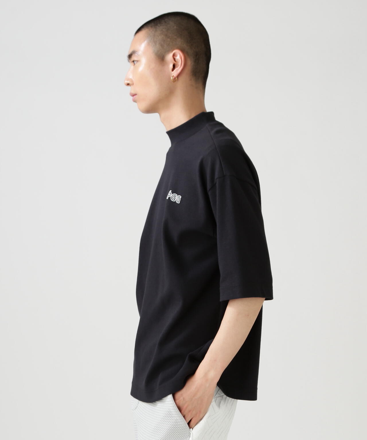 【PGG】【直営店舗&公式オンライン限定】パルパーエコＷメッシュ半袖モックネックカットソー (MENS)