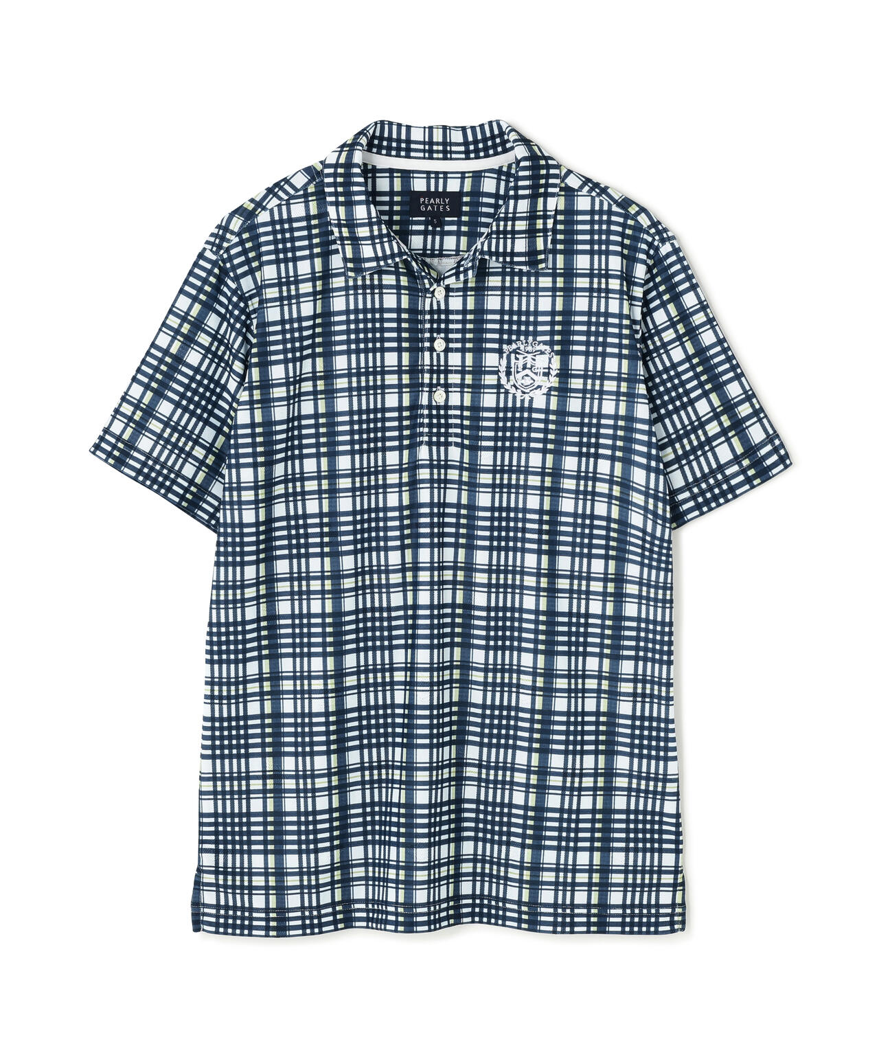メッシュジャガード半袖ポロシャツ ＜チェック柄＞ (MENS)　