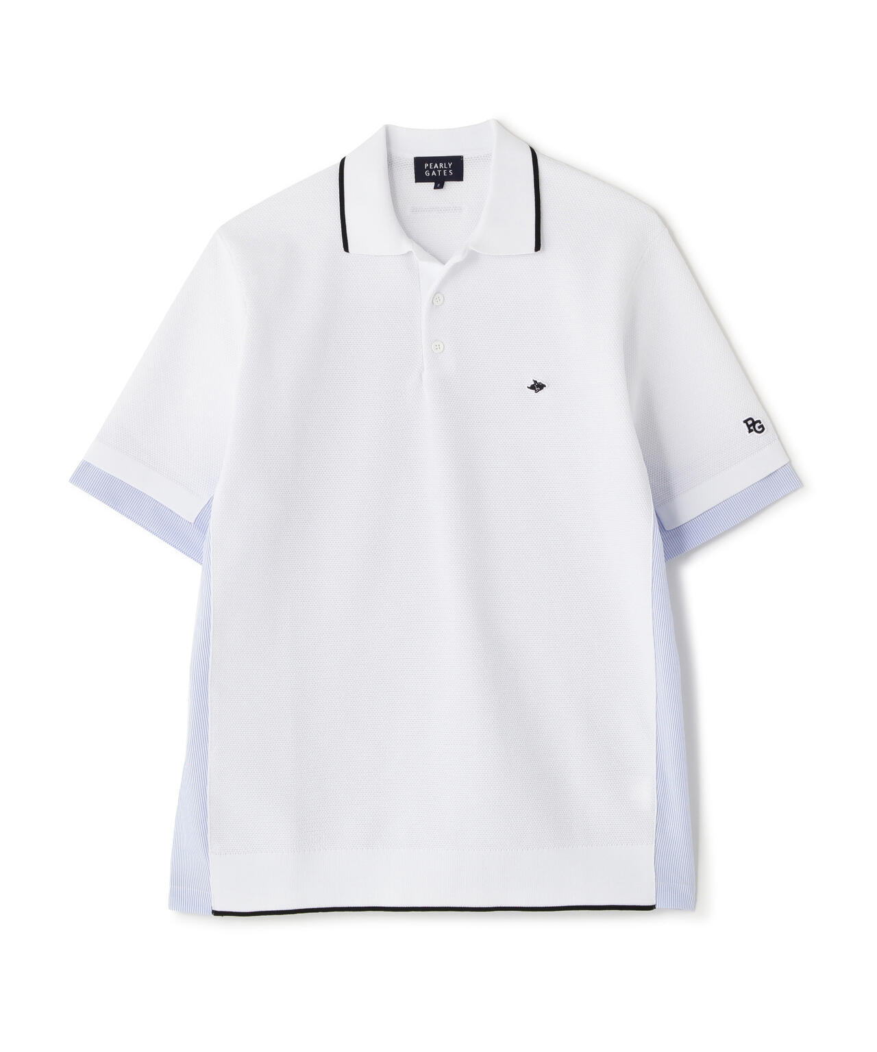 サッカー生地ドッキング半袖ニットポロシャツ (MENS)