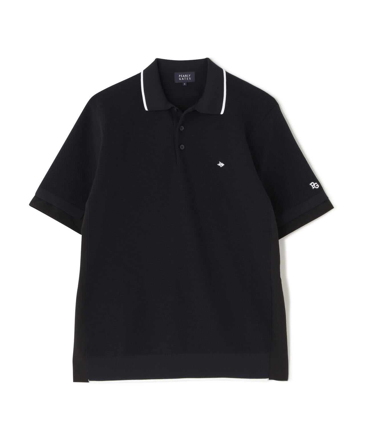 サッカー生地ドッキング半袖ニットポロシャツ (MENS)