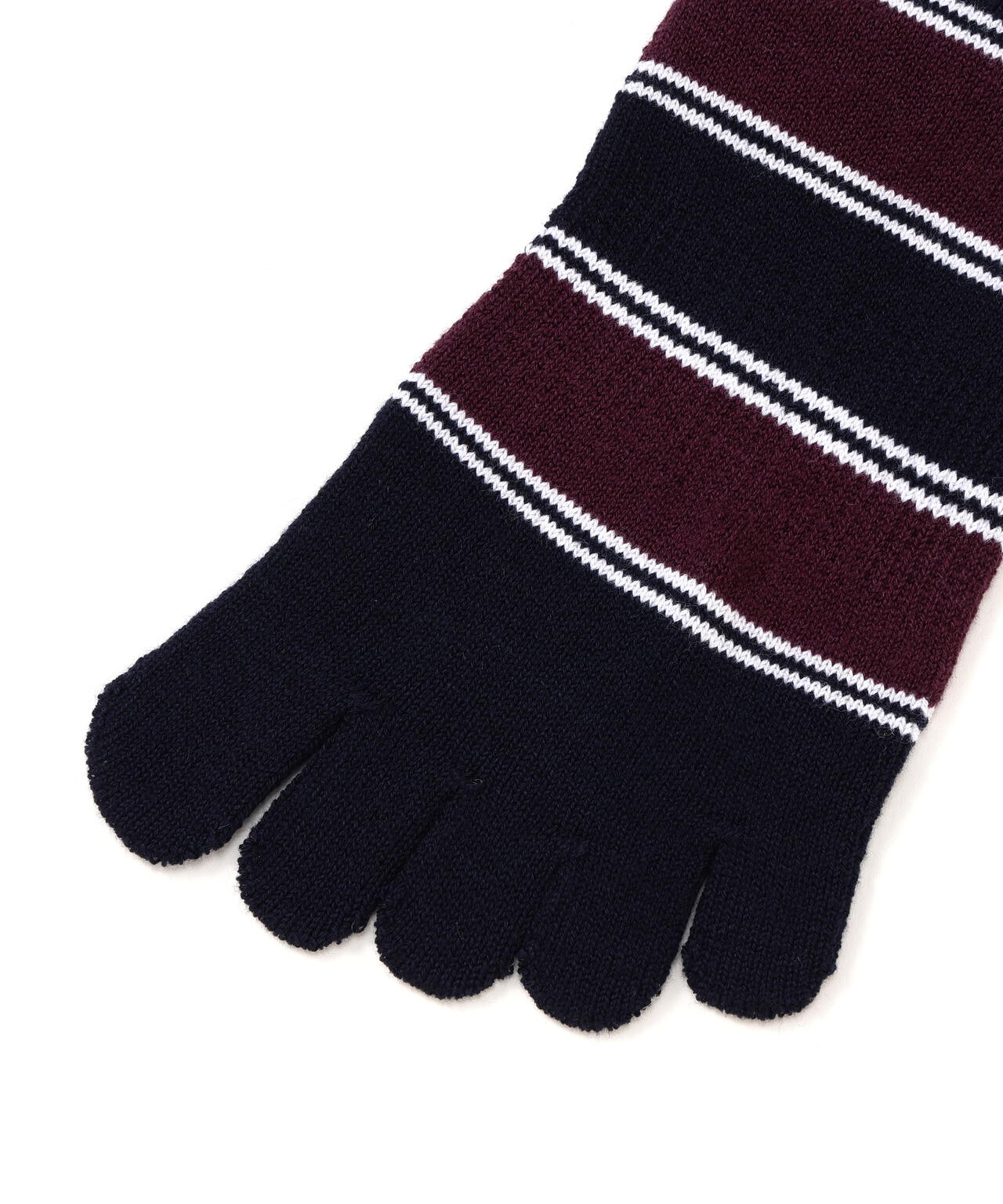 ボーダー5本指ショートソックス (MENS)