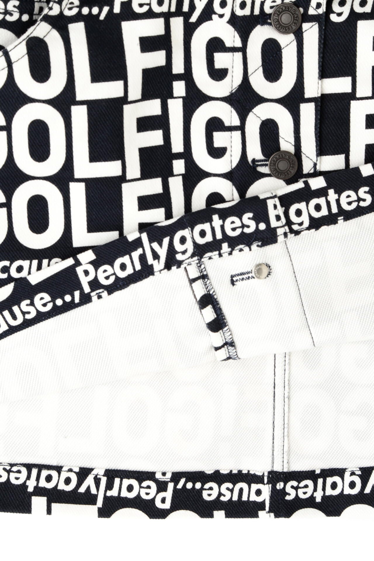 GOLF柄 (大) コットンストレッチカルゼ表ピーチ 5ポケットスカート ＜GOLFロゴ＞