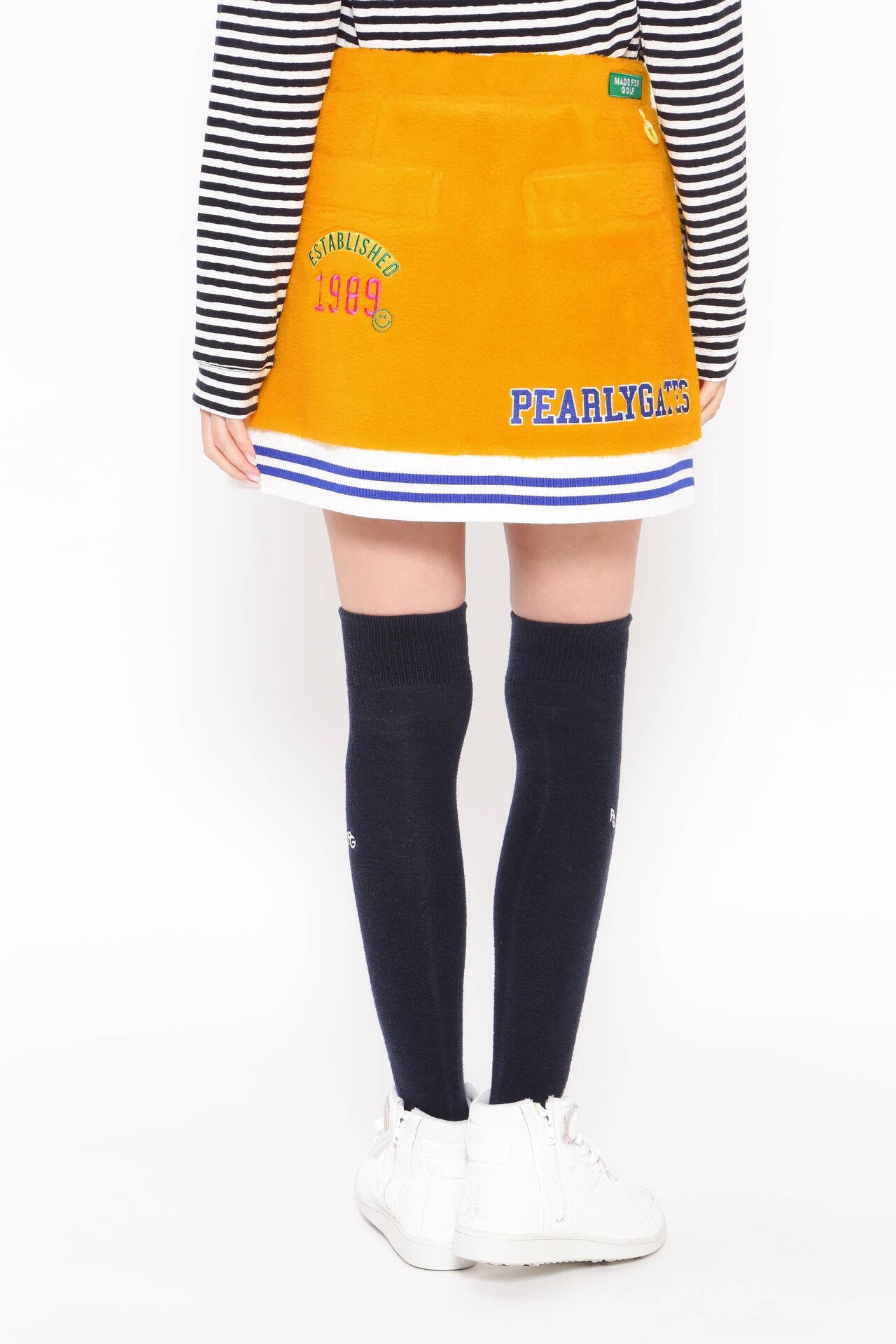 アクリルポリエステルボア フロントジップスカート ＜カレッジロゴ＞