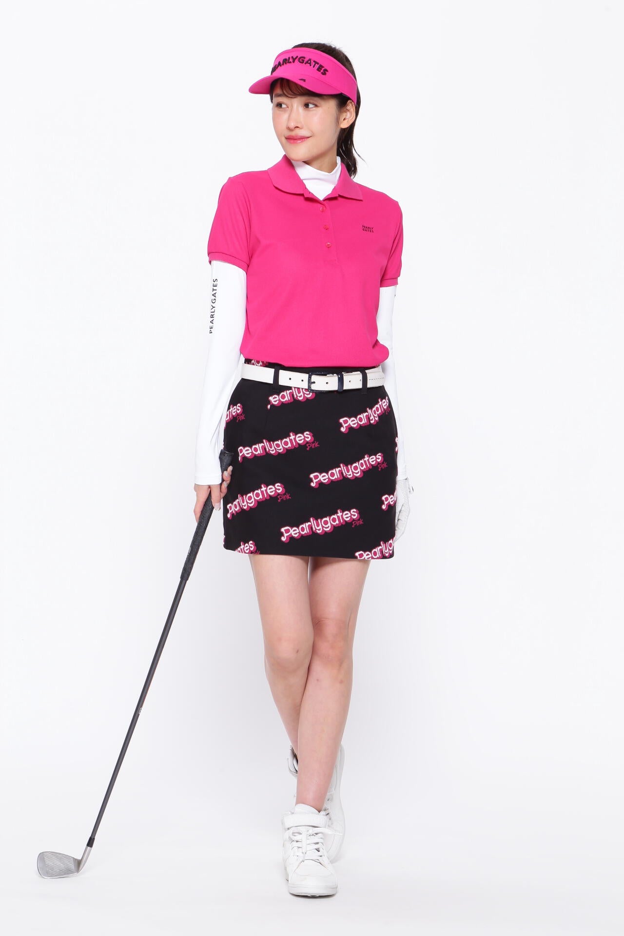 ポリエステルストレッチロゴジャガード スカート ＜Pink with BLACK＞