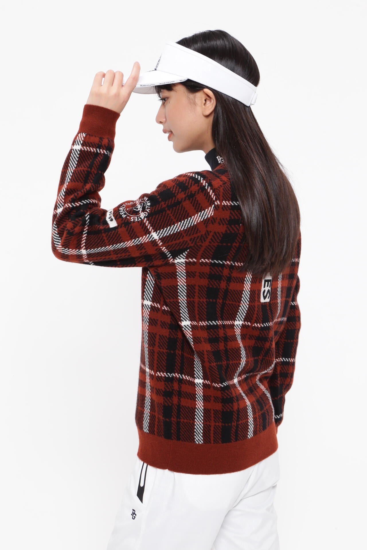 カシミア天竺 クルーネックニットプルオーバー ＜CHECKシリーズ＞