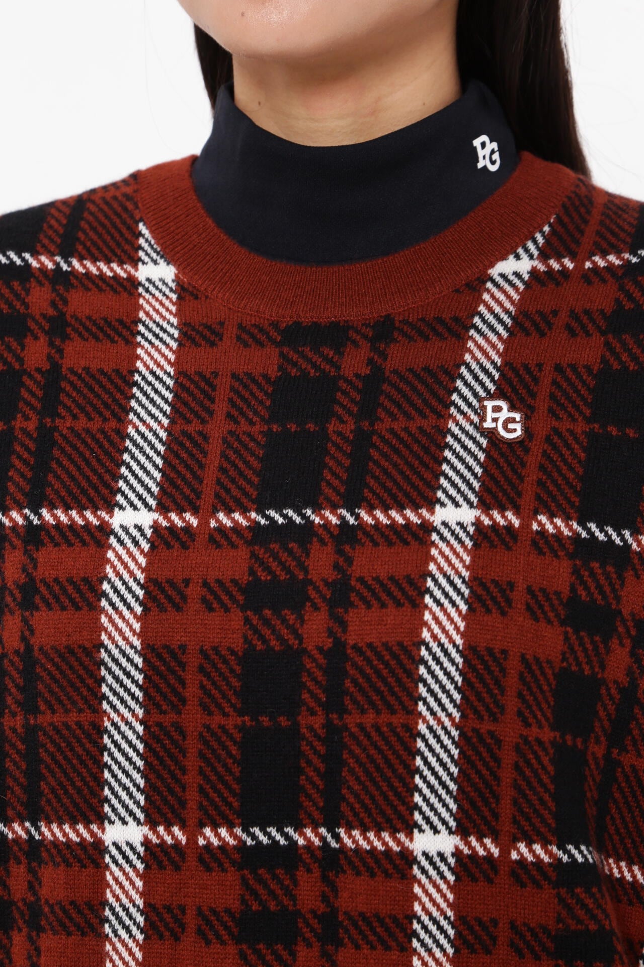 カシミア天竺 クルーネックニットプルオーバー ＜CHECKシリーズ＞