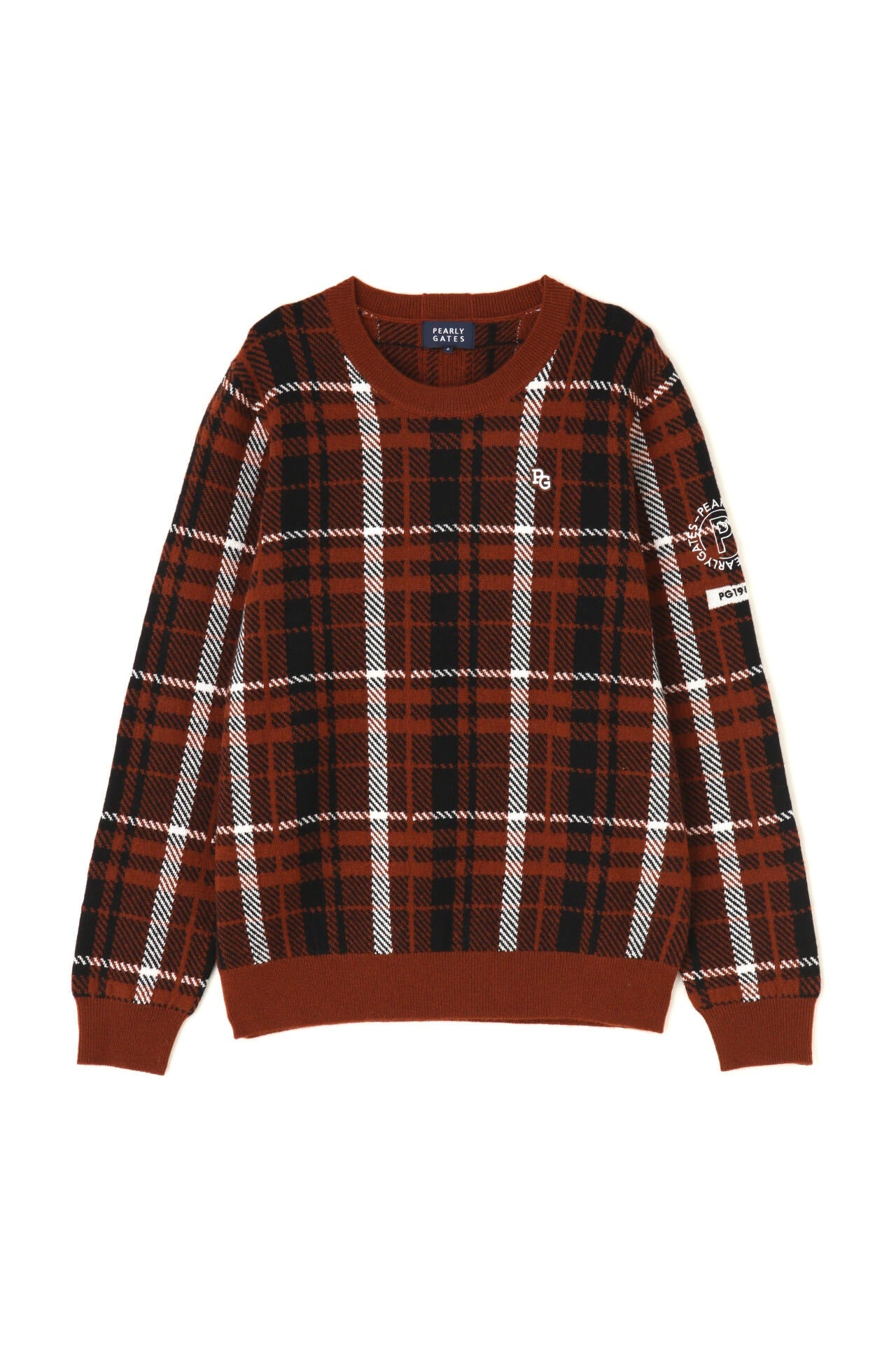 カシミア天竺 クルーネックニットプルオーバー ＜CHECKシリーズ＞