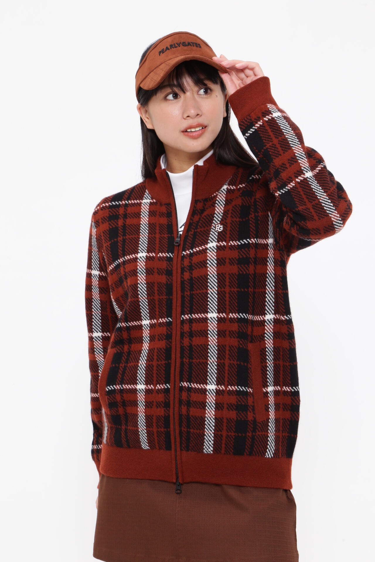 カシミヤ天竺 フルジップニットジャケット ＜CHECKシリーズ＞