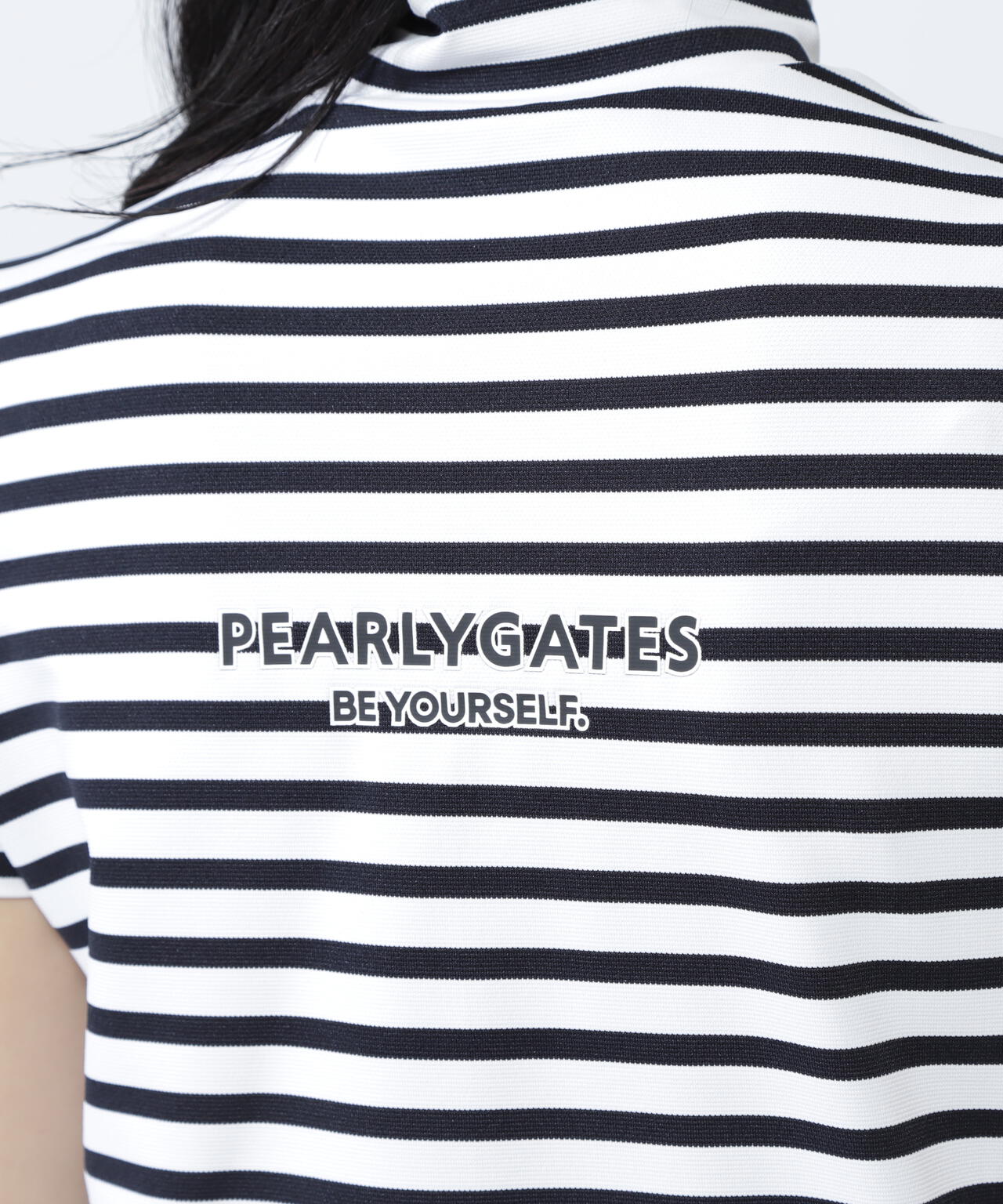 【PG is PG】 ベアカノコ半袖ハイネックカットソー ＜ボーダー柄＞