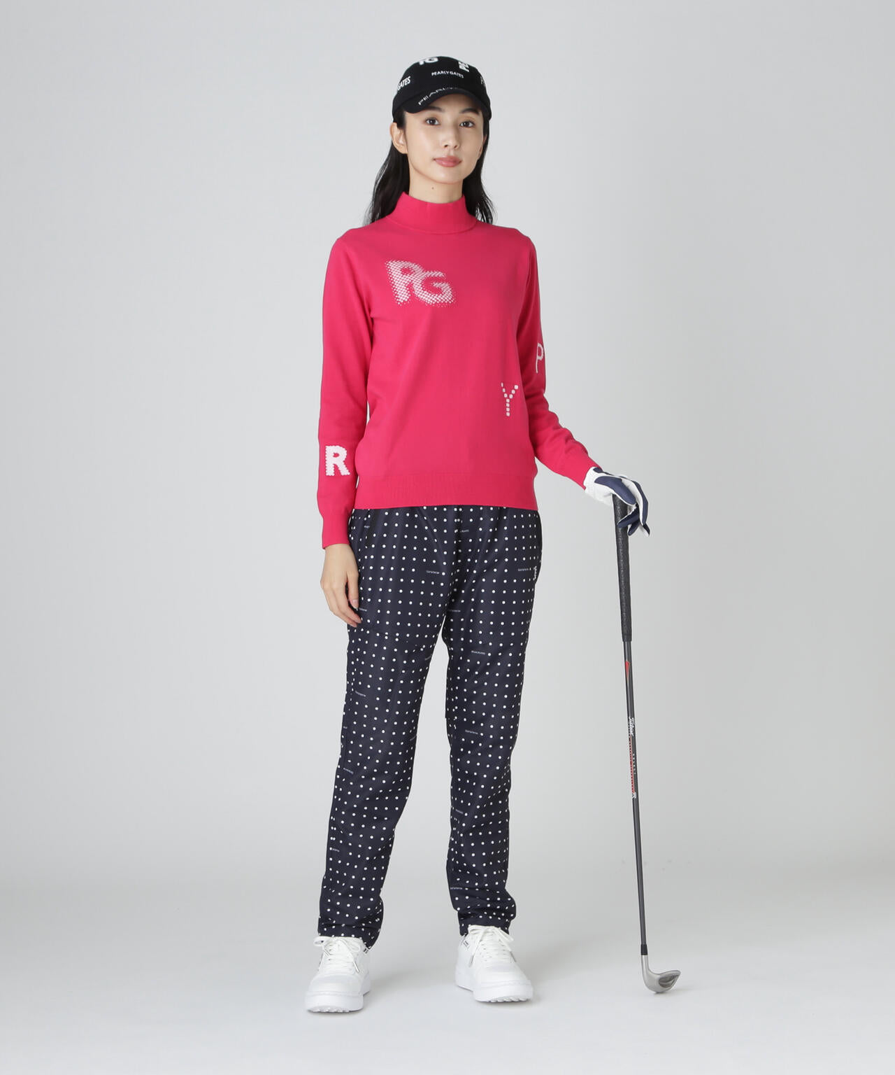 12G部分ジャガードカシミヤタッチコットンハイネックニットプルオーバー
