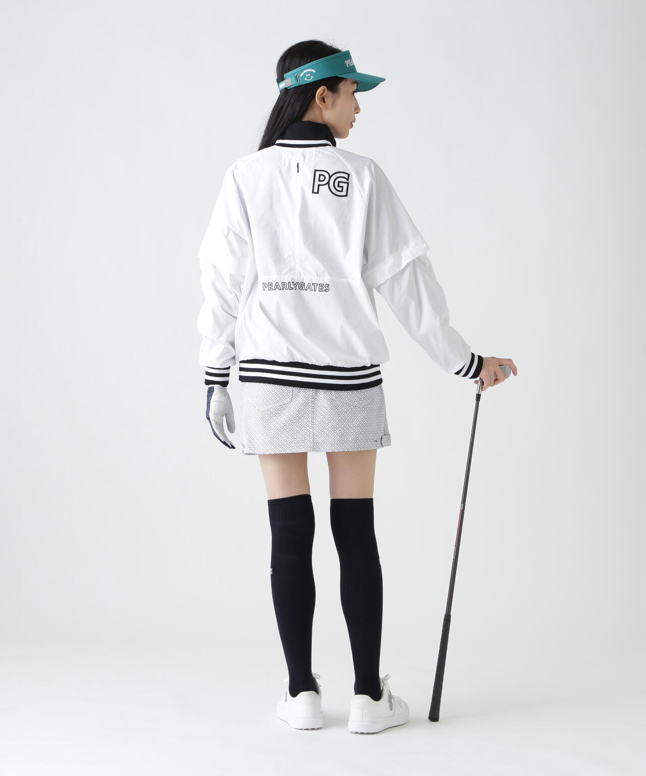 【PG is PG】 ロゴジャガードポリエステルタフタジップアップブルゾン