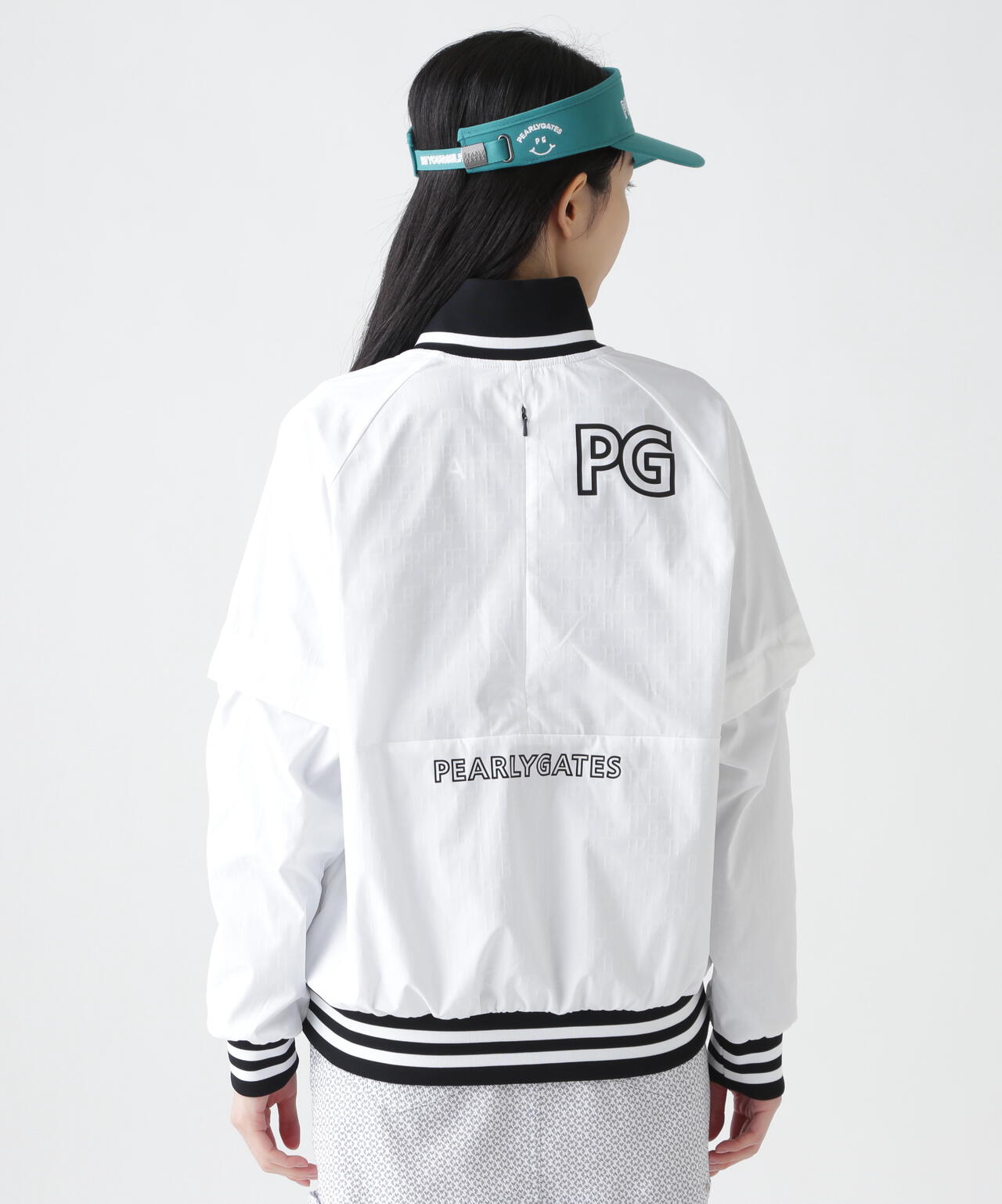 【PG is PG】 ロゴジャガードポリエステルタフタジップアップブルゾン