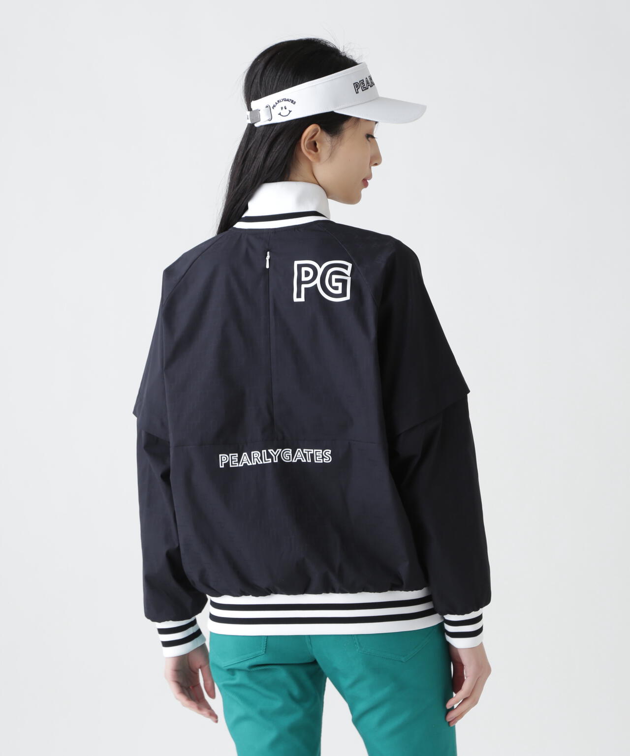 【PG is PG】 ロゴジャガードポリエステルタフタジップアップブルゾン