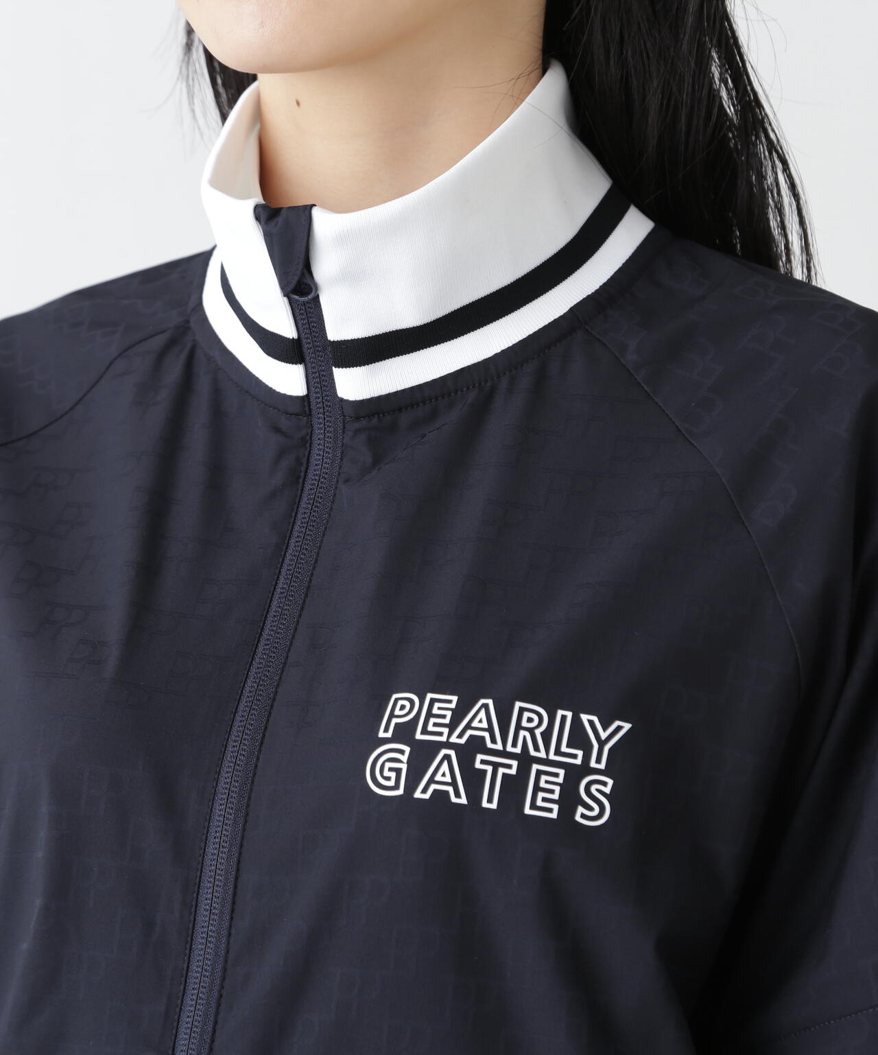 【PG is PG】 ロゴジャガードポリエステルタフタジップアップブルゾン