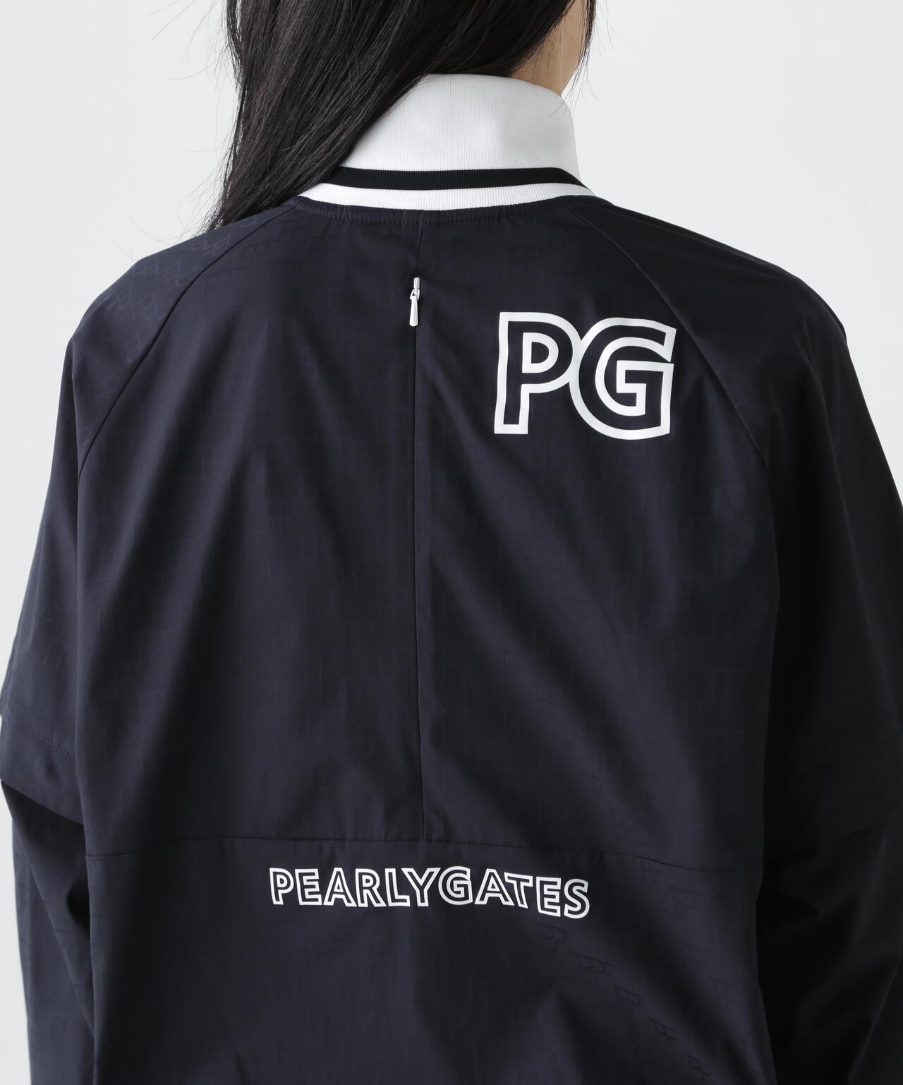 【PG is PG】 ロゴジャガードポリエステルタフタジップアップブルゾン