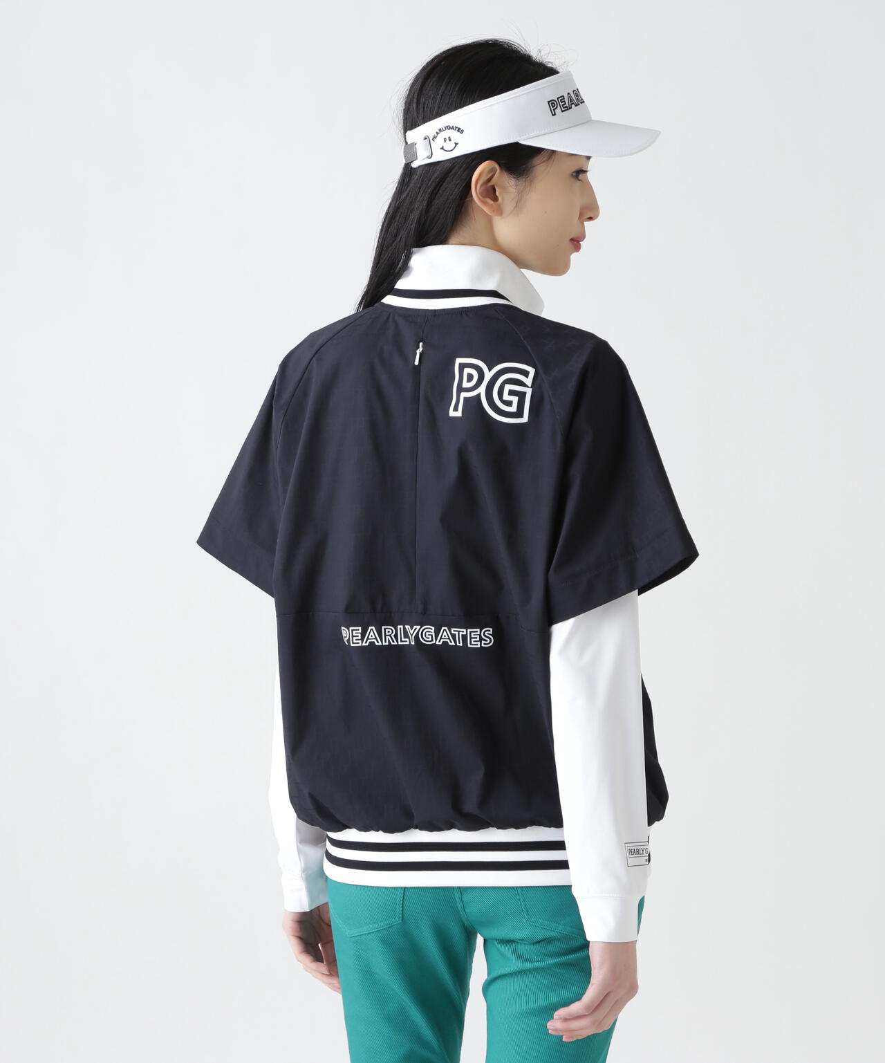 【PG is PG】 ロゴジャガードポリエステルタフタジップアップブルゾン