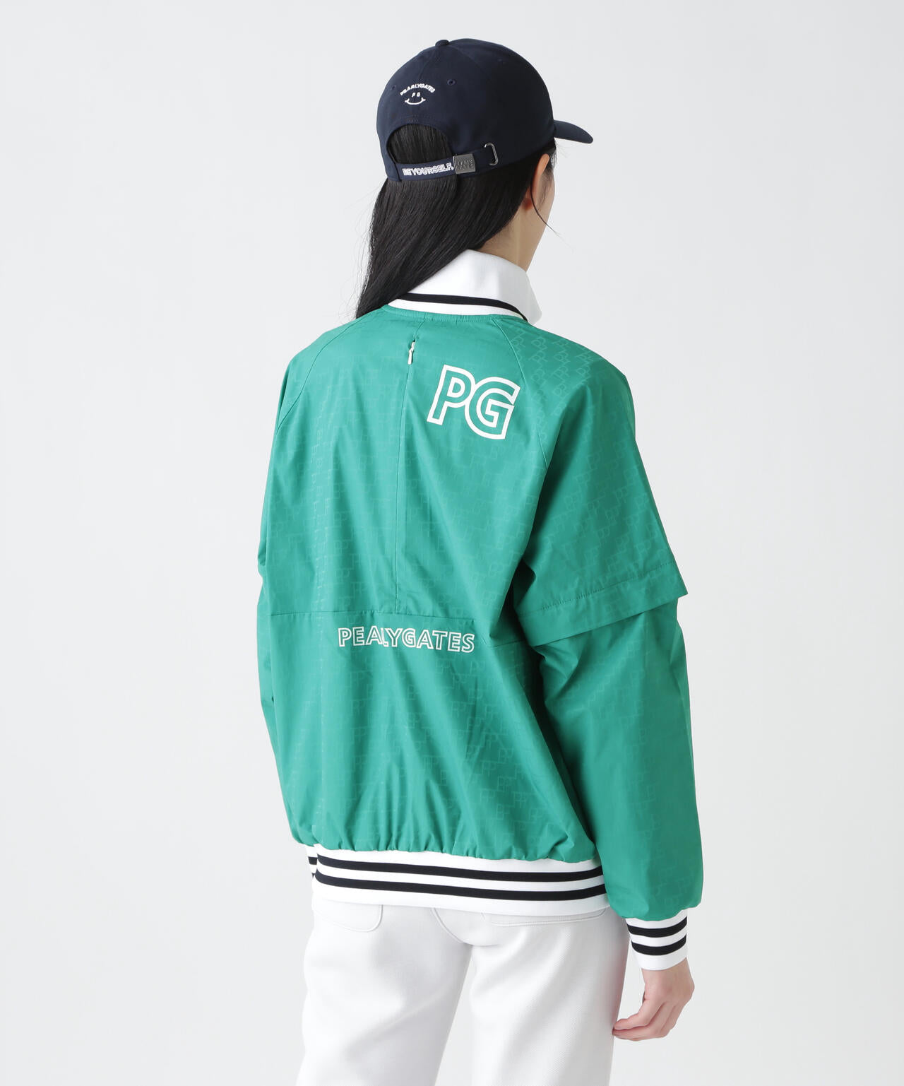 【PG is PG】 ロゴジャガードポリエステルタフタジップアップブルゾン