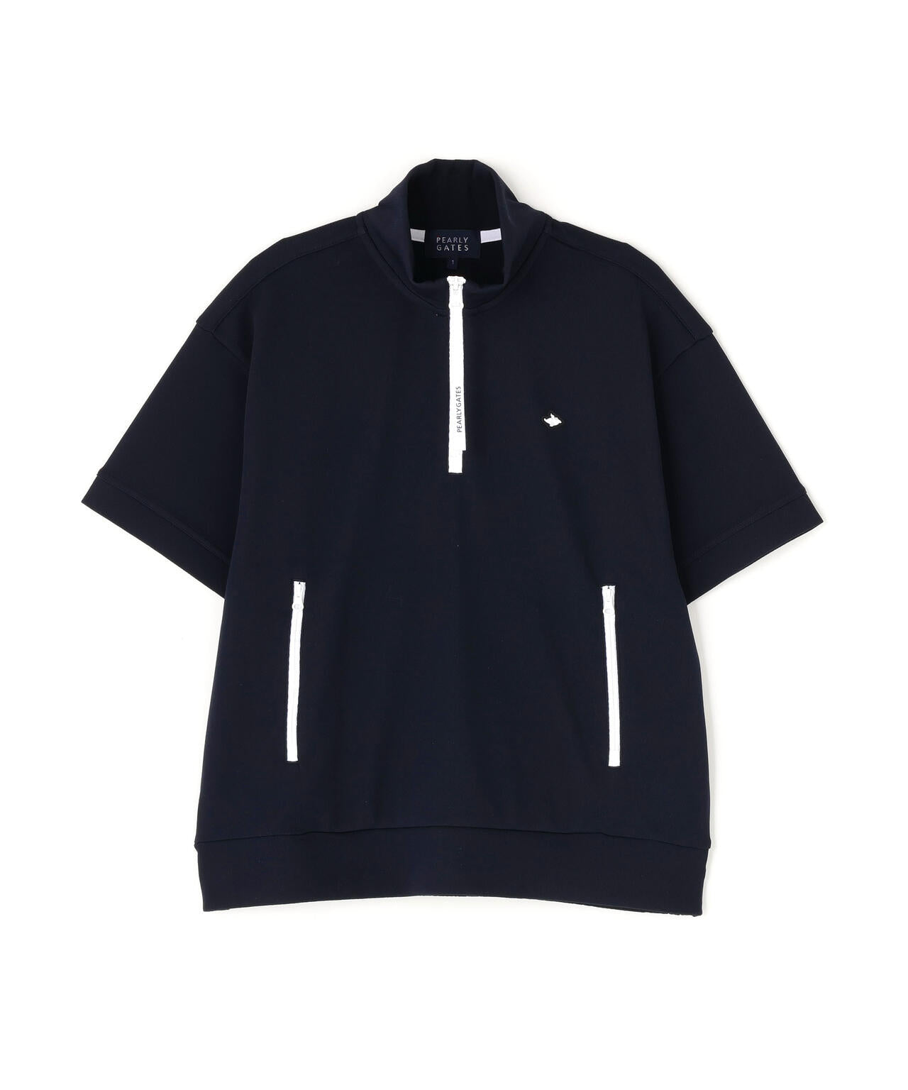 Peトリコットメッシュハーフジップアップカットソー
