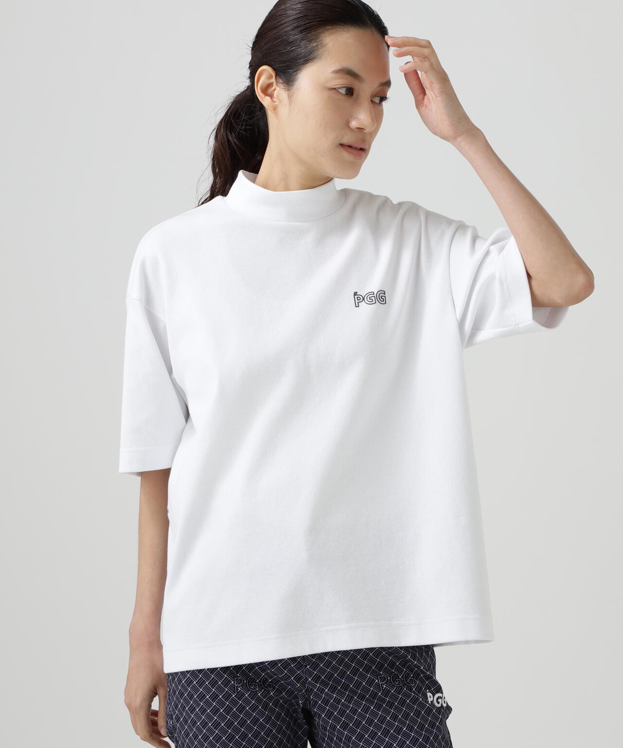 【PGG】【直営店舗&公式オンライン限定】パルパーエコＷメッシュ半袖モックネックカットソー (LADIES)