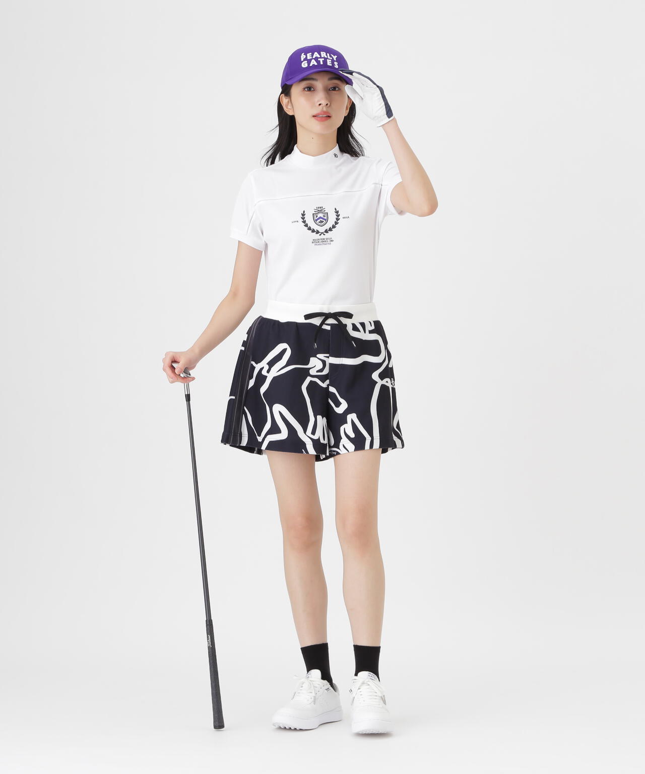 Wハニカムストレッチショートパンツ ＜変形ウサギ柄＞ (WOMENS)