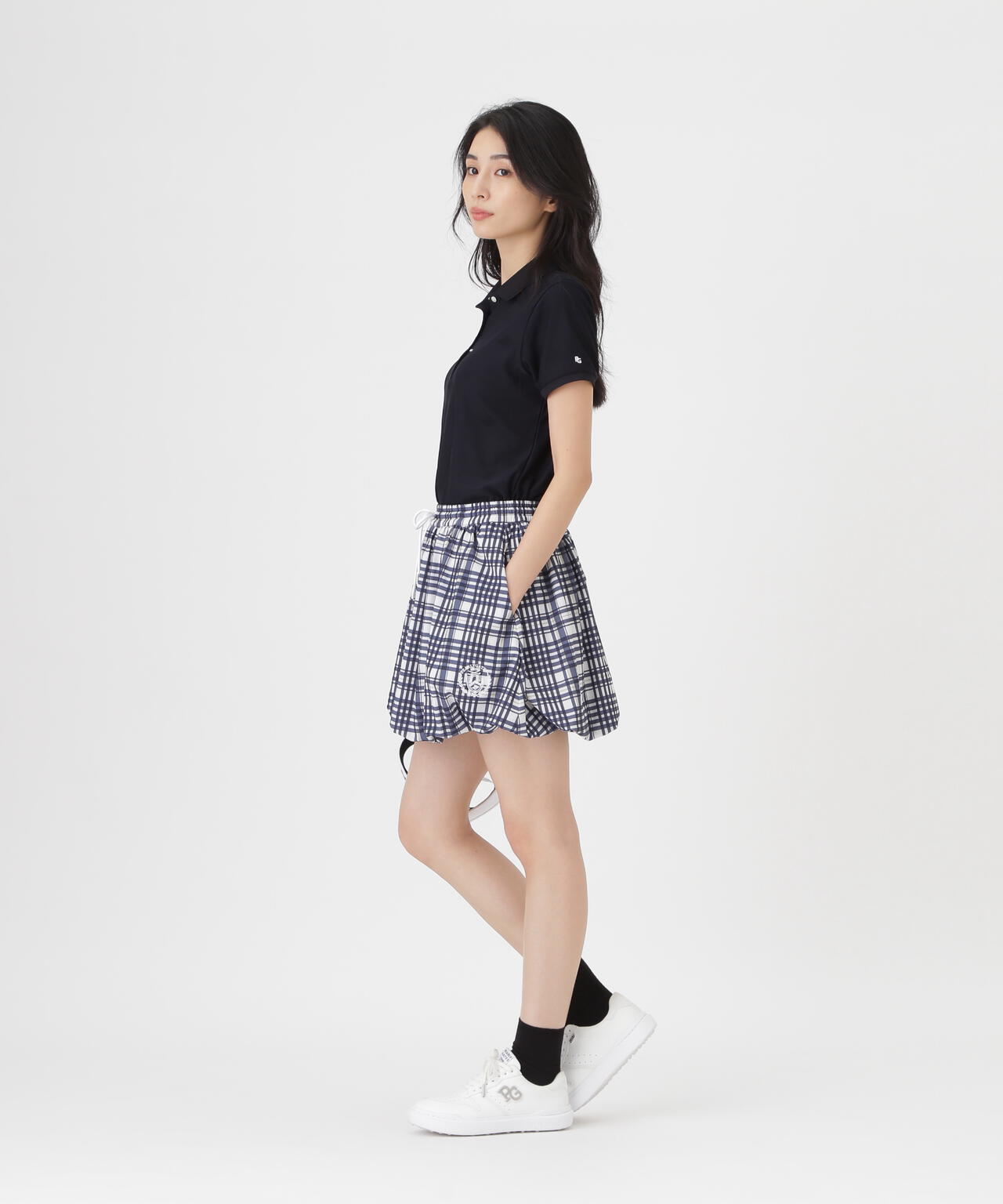 Peストレッチトリコットメッシュスカート ＜チェック柄＞ (WOMENS)