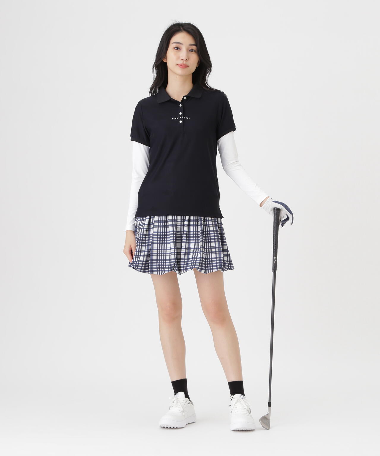 Peストレッチトリコットメッシュスカート ＜チェック柄＞ (WOMENS)