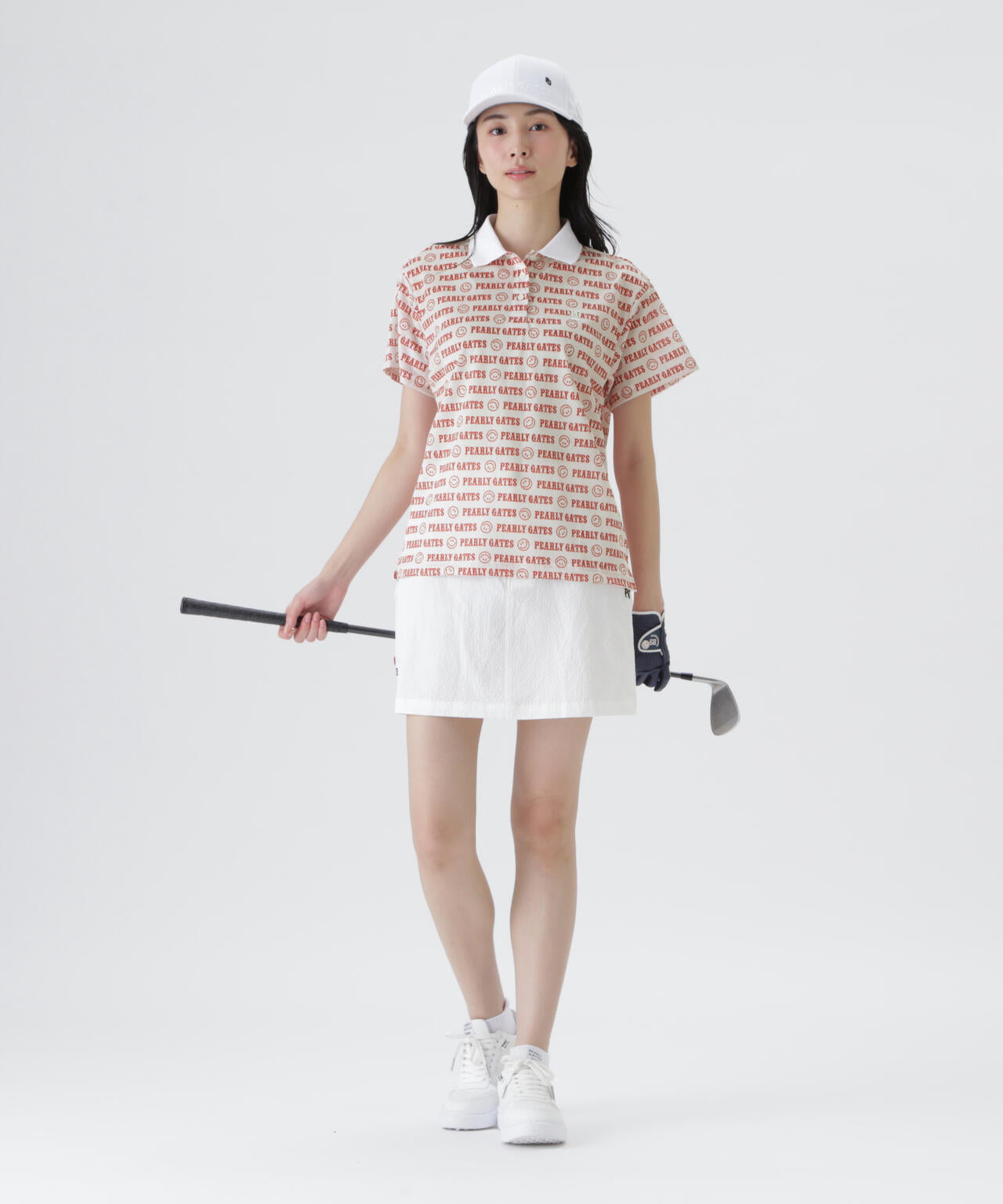 ロゴニコ総柄 KAZEメッシュ半袖ポロシャツ　
