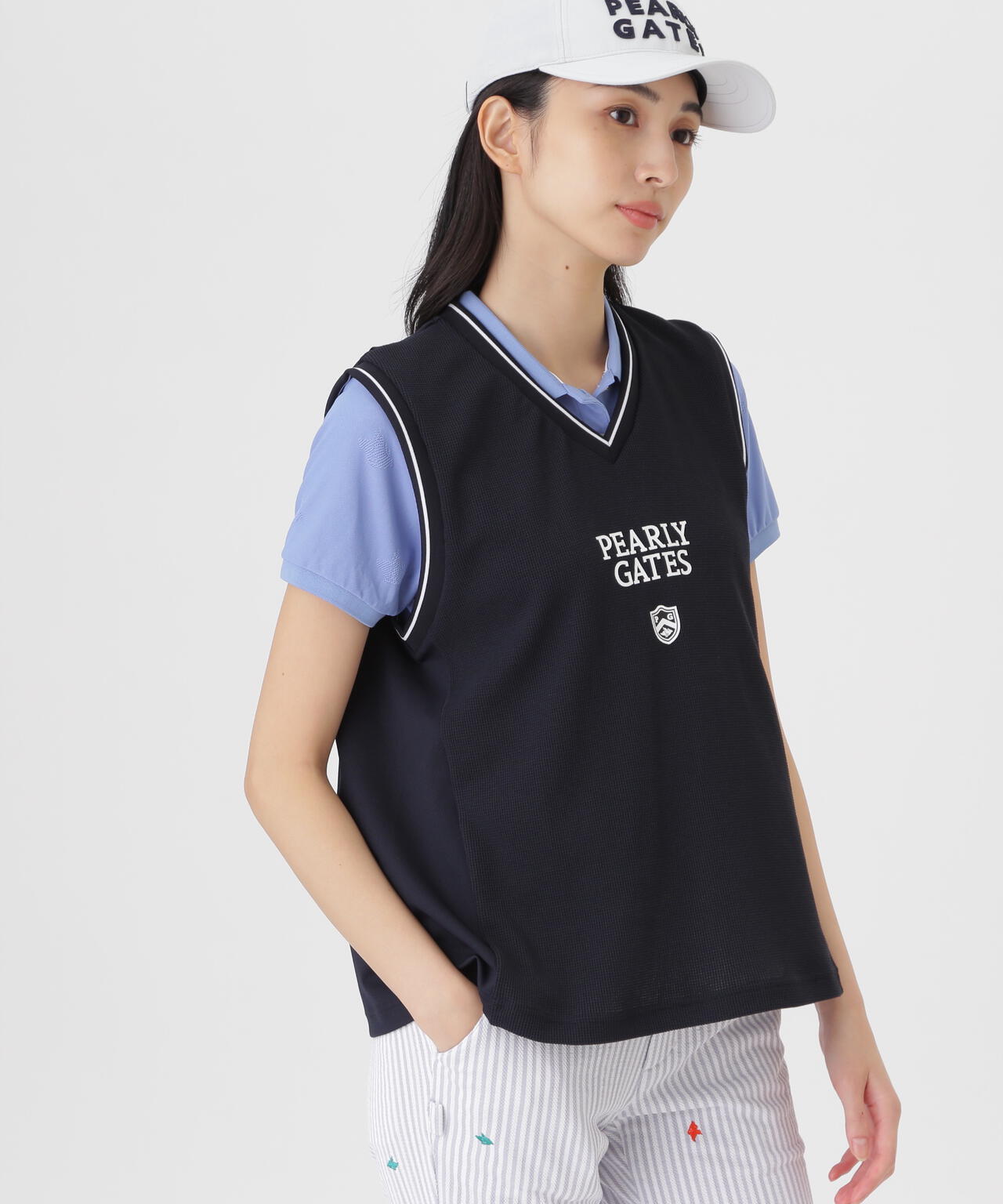 メッシュアンドメッシュVネックベスト (WOMENS)