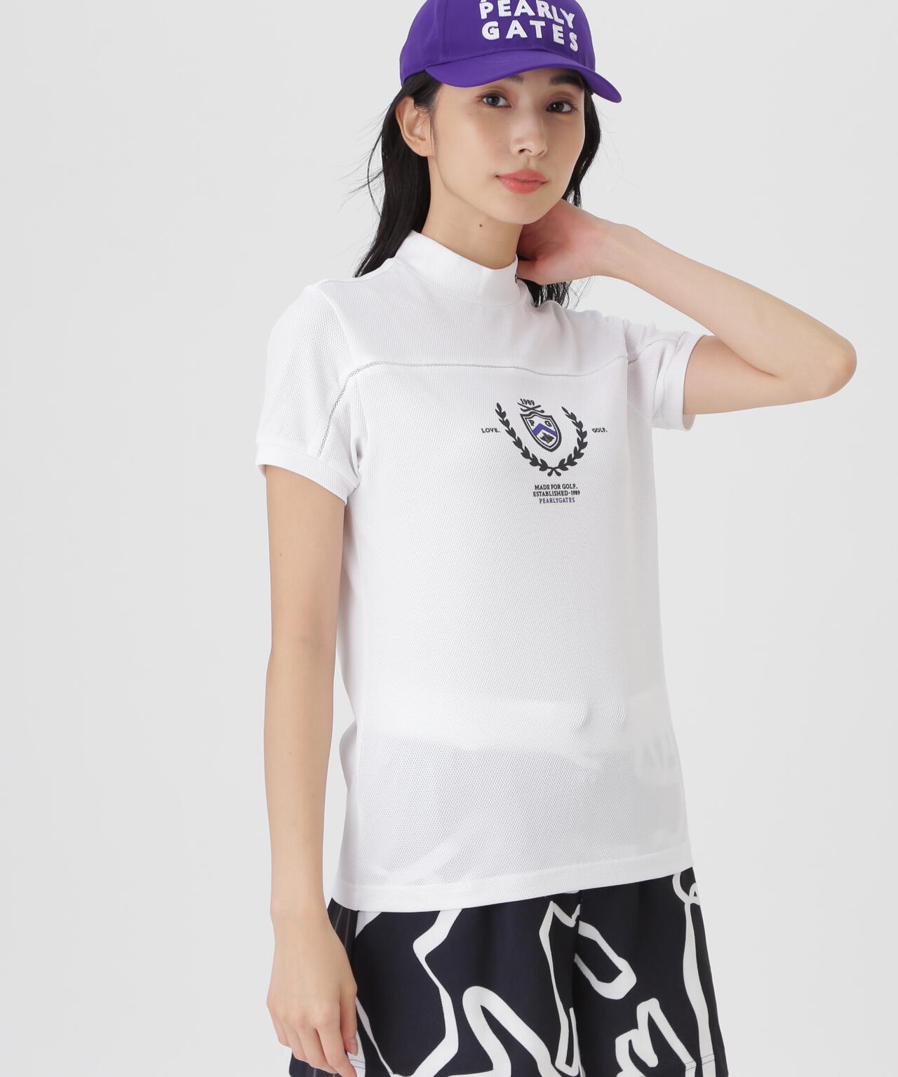 2WAYトリコット半袖ハイネックカットソー (WOMENS)