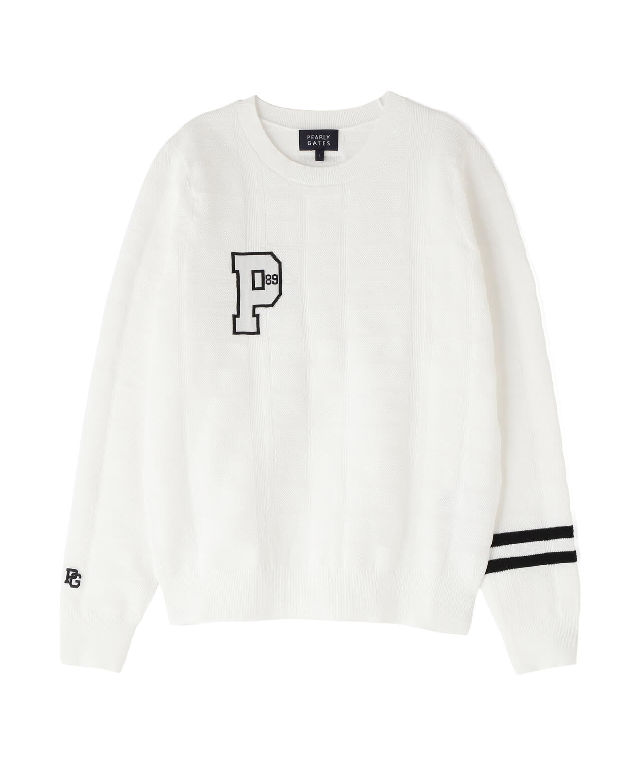 14G地柄ジャガードクルーネックニットプルオーバー (WOMENS)