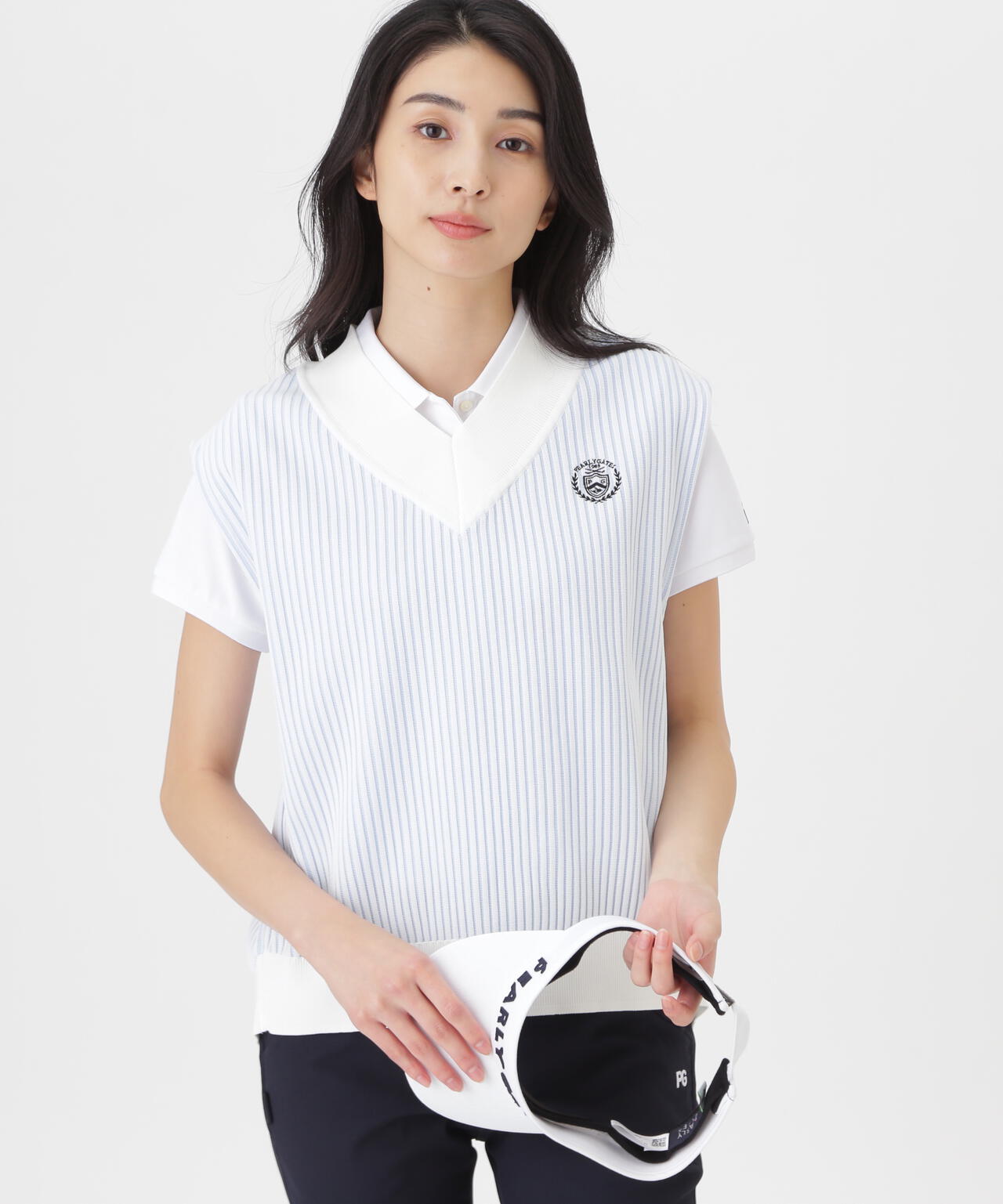 14GWJQ針抜きVネックニットベスト (WOMENS)