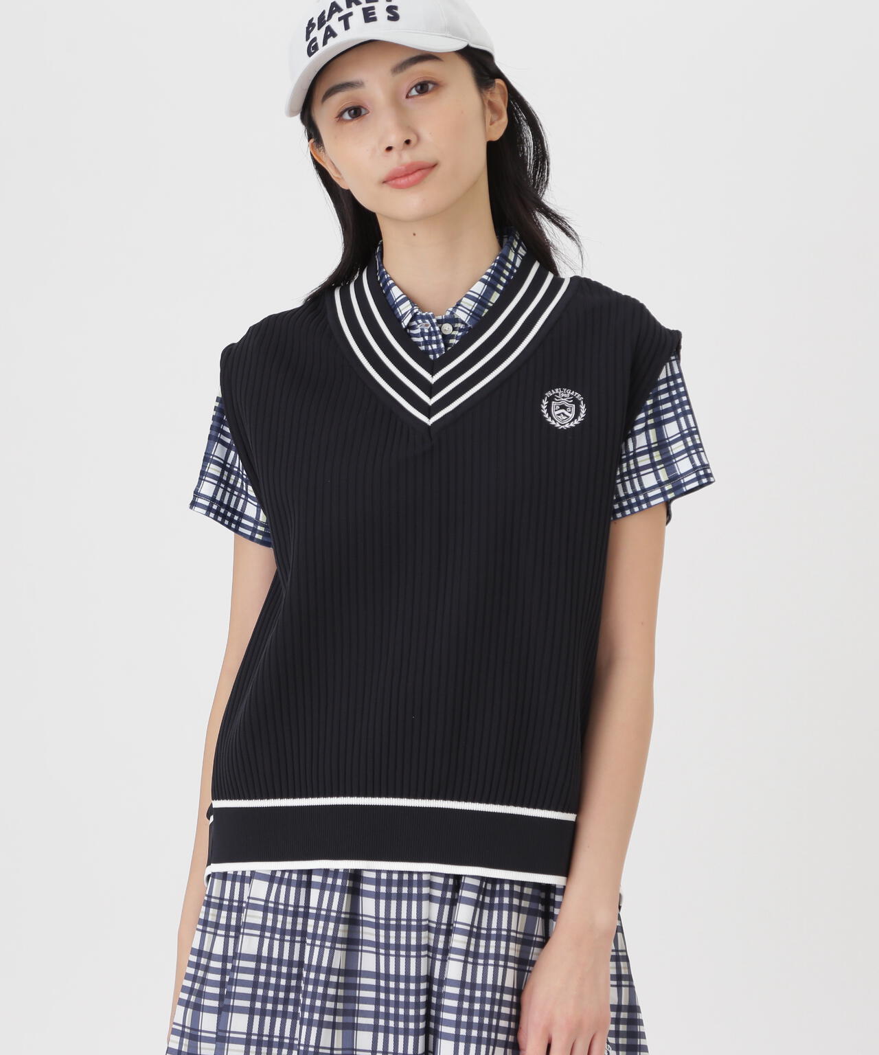 14GWJQ針抜きVネックニットベスト (WOMENS)