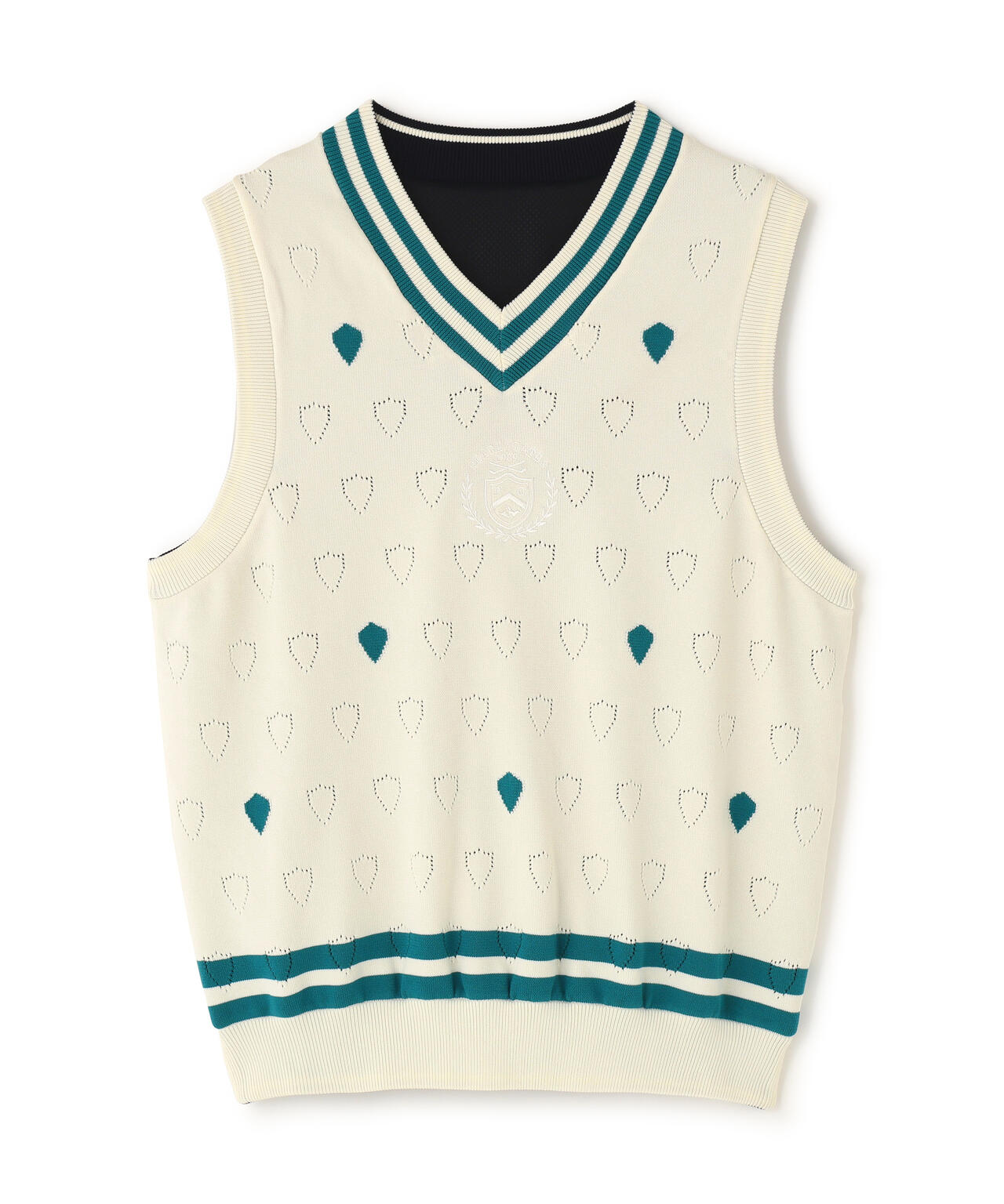 リバーシブルVネックニットベスト ＜エンブレム総柄＞ (WOMENS)