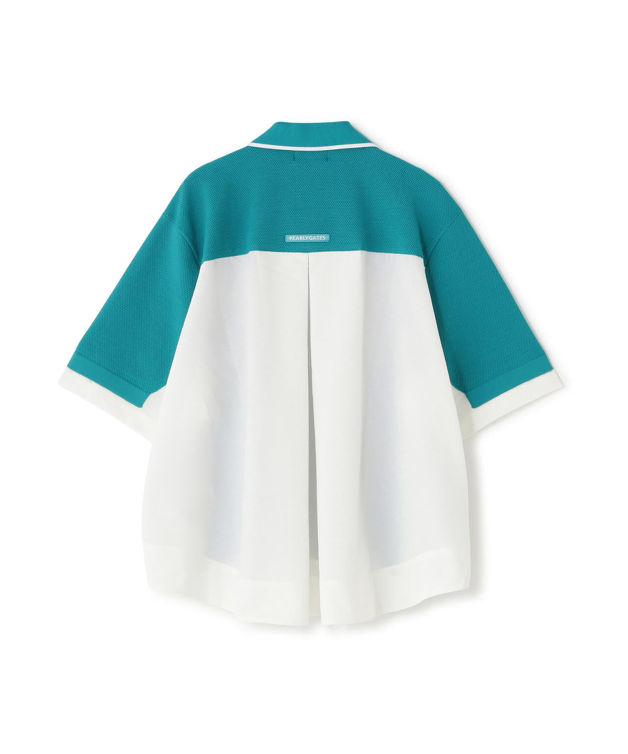 サッカー生地ドッキング半袖ニットポロシャツ (WOMENS)
