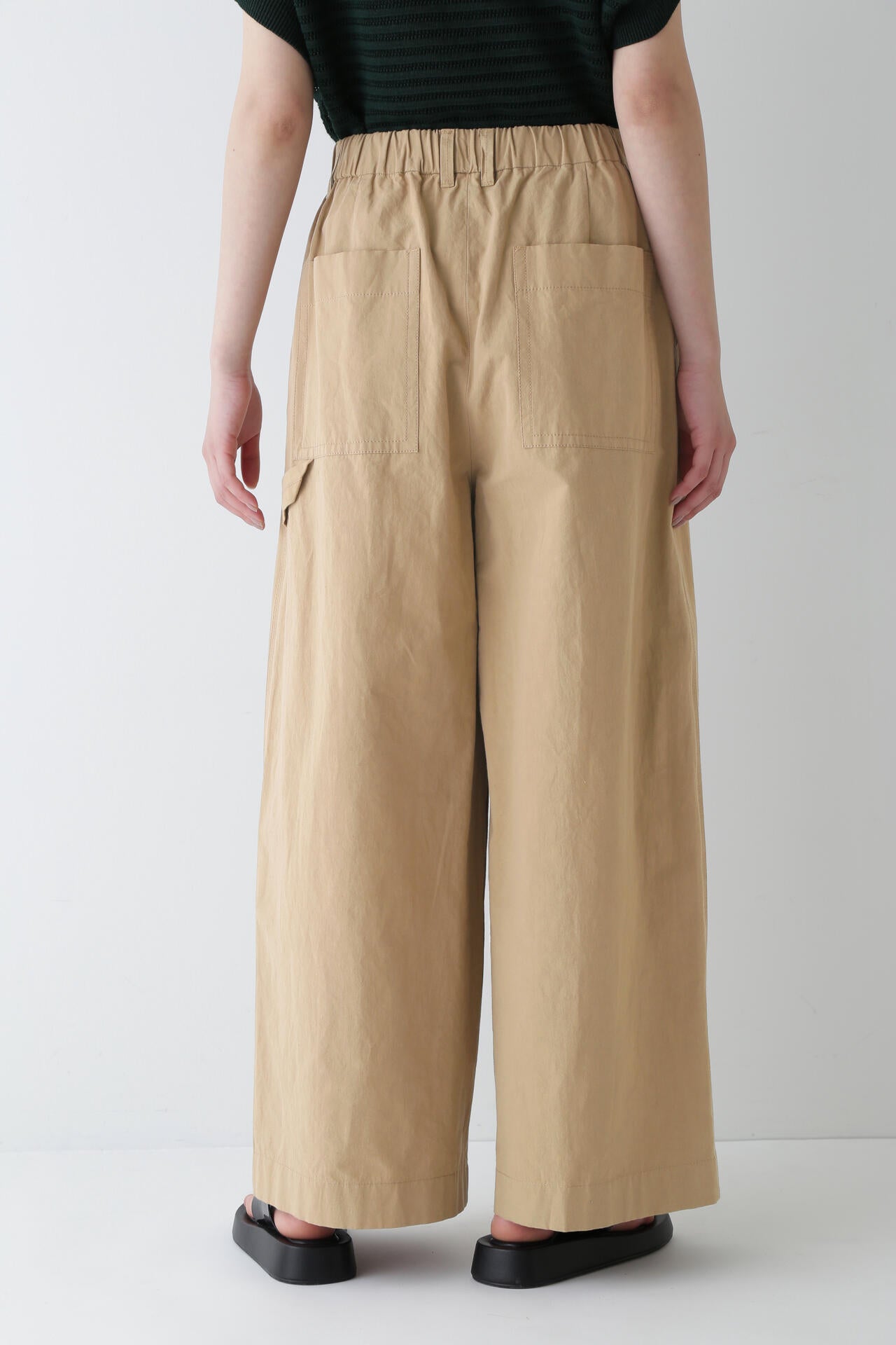 【WEB限定カラー】綿麻ウェザー近江晒ワイドパンツ