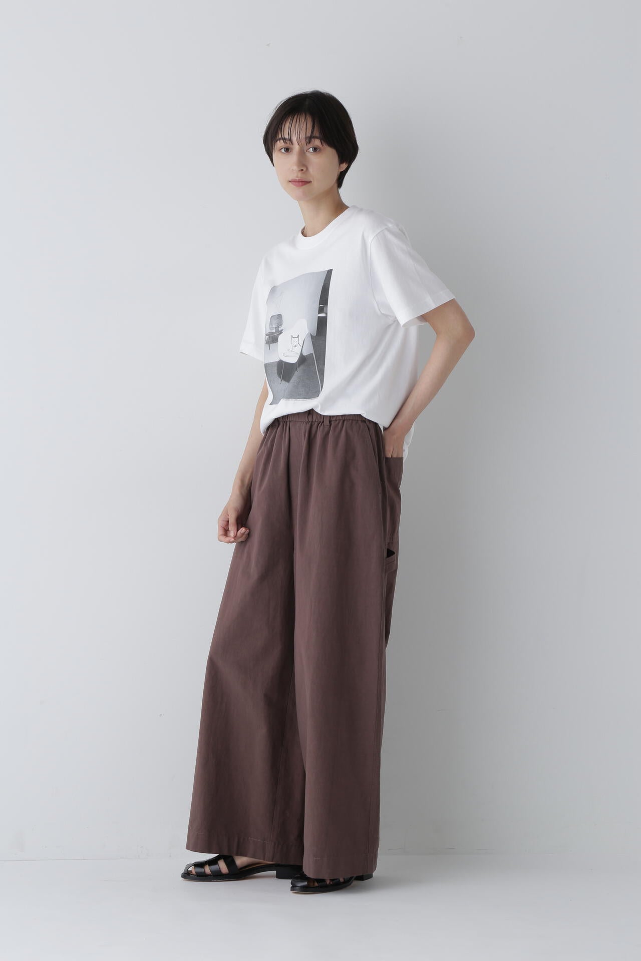 【WEB限定カラー】綿麻ウェザー近江晒ワイドパンツ