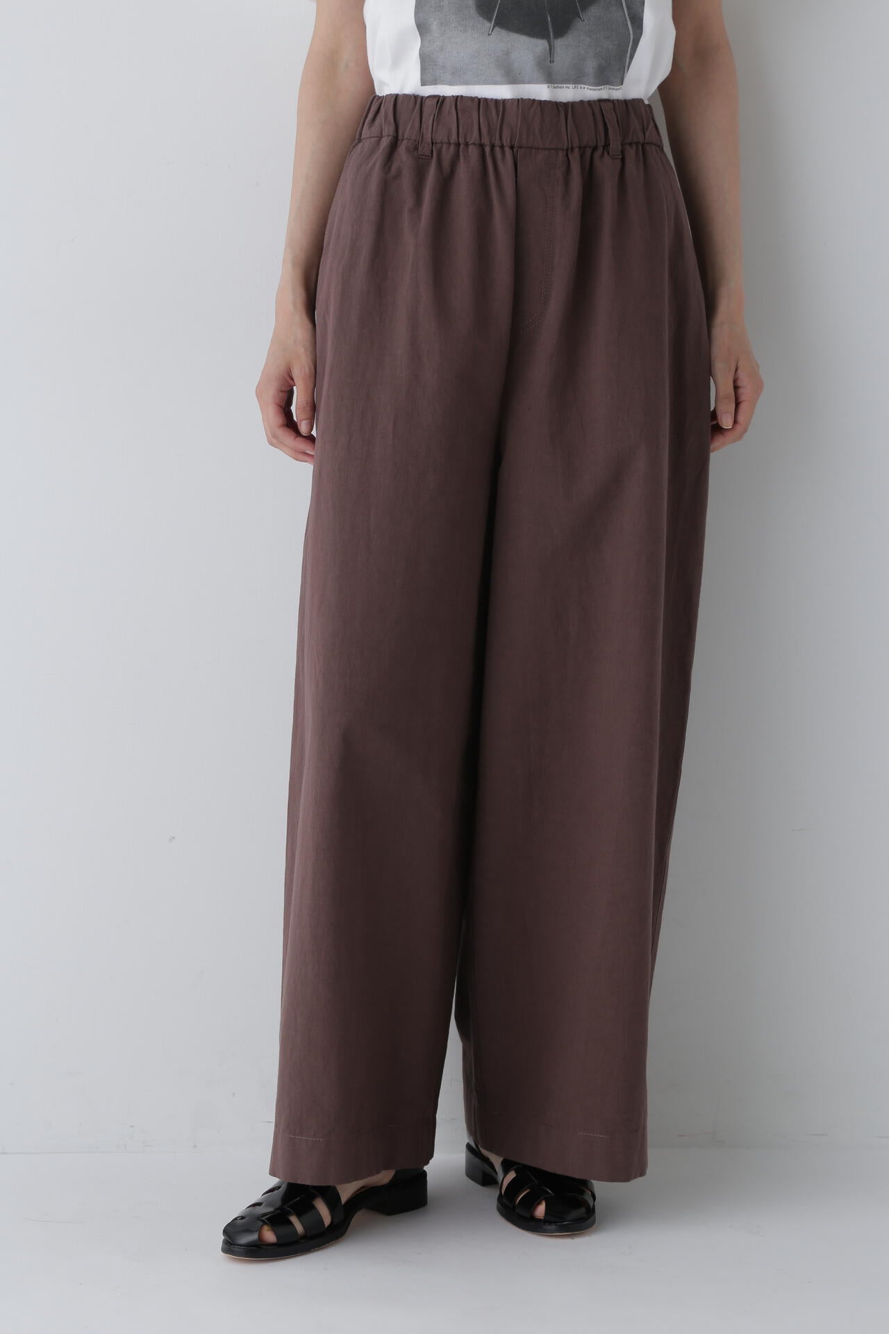 【WEB限定カラー】綿麻ウェザー近江晒ワイドパンツ