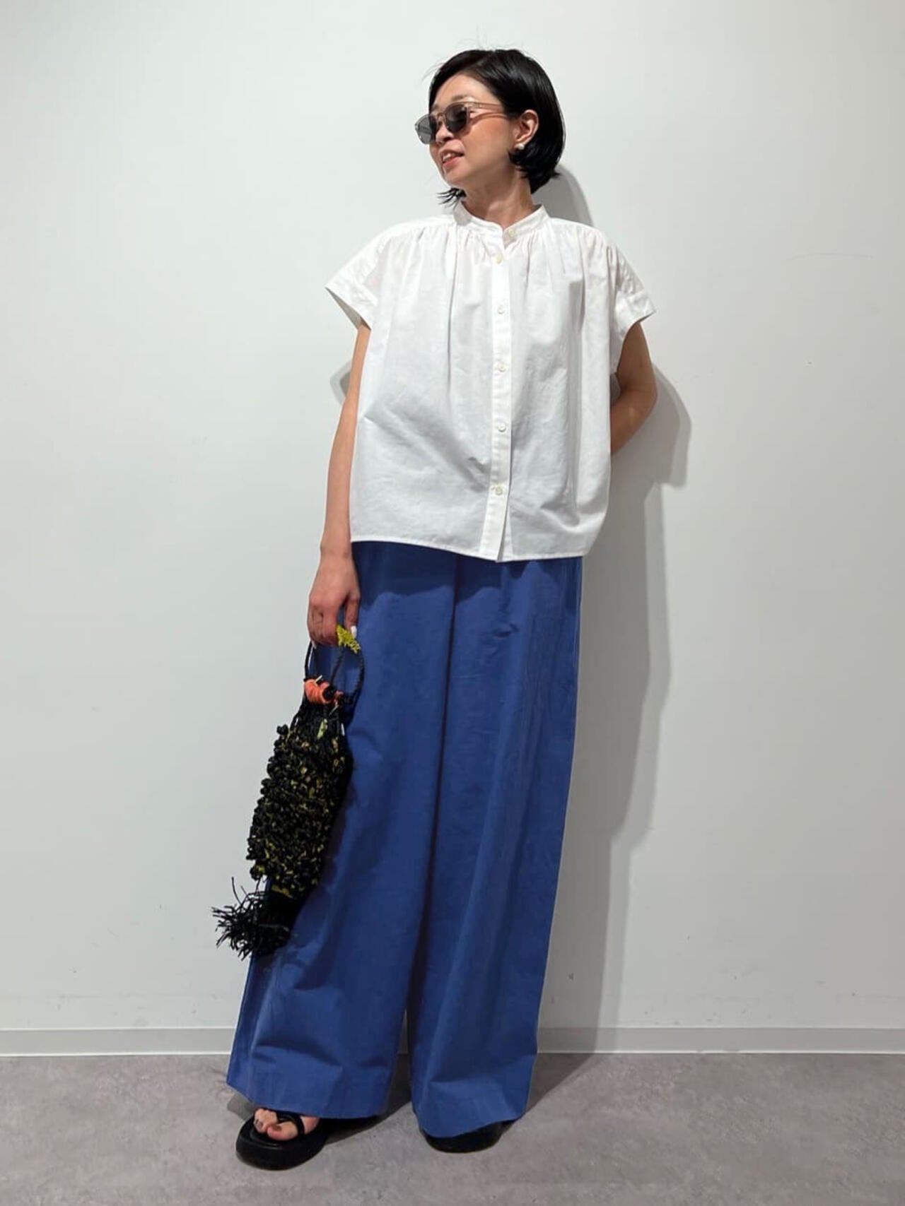 【WEB限定カラー】綿麻ウェザー近江晒ワイドパンツ